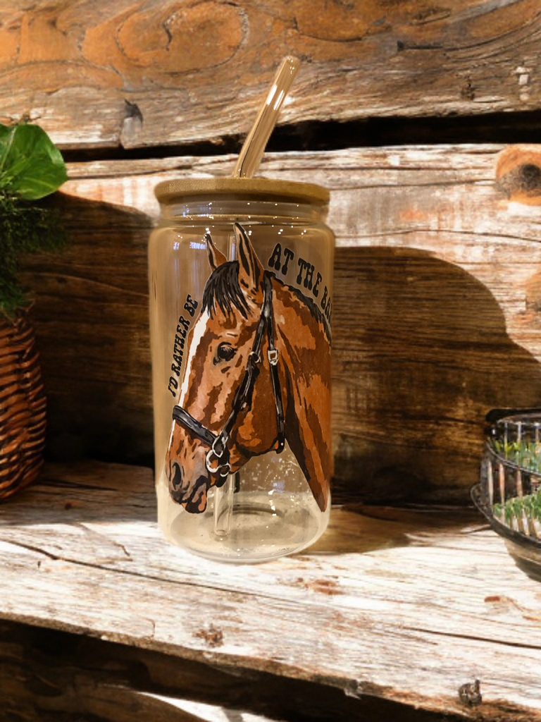 "I'd Rather Be At The Barn" Glass Tumbler