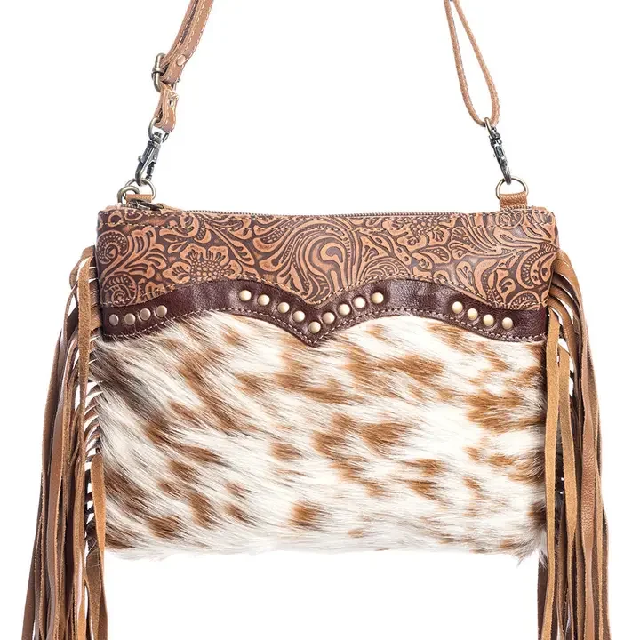 Mescalaro Hill Leather & Hairon Bag in Warm Caramel