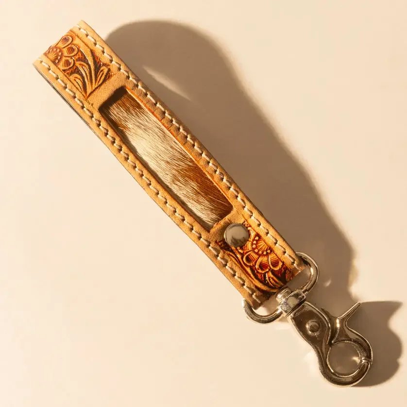 Hide Inlay Western Key Fob