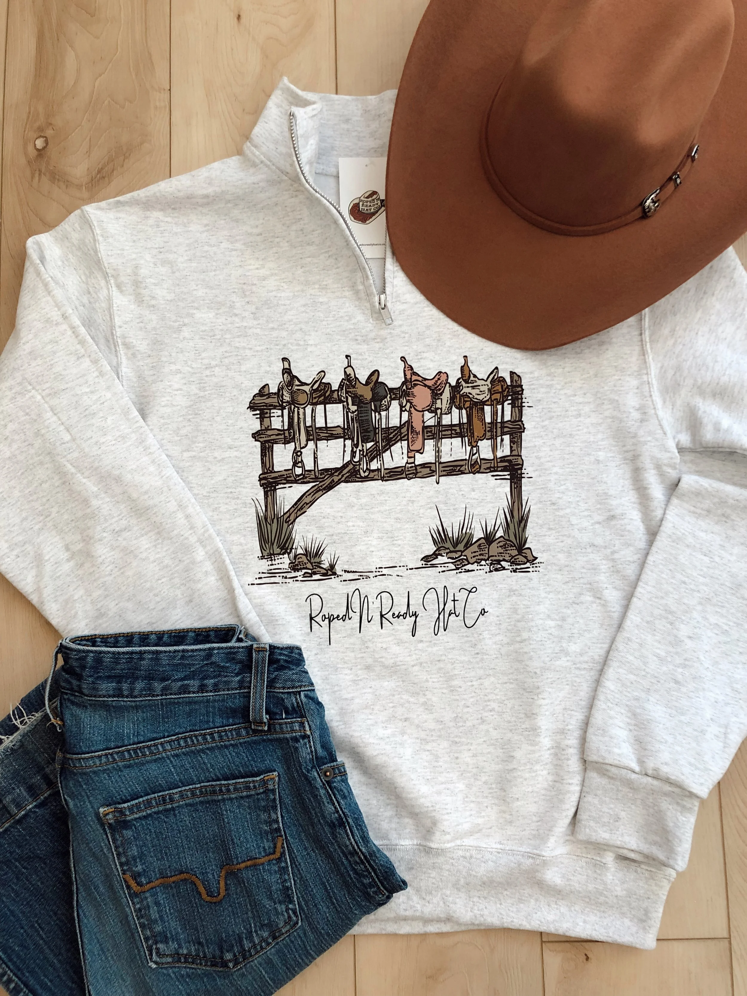 Saddle Quarter-Zip Sweatshirt