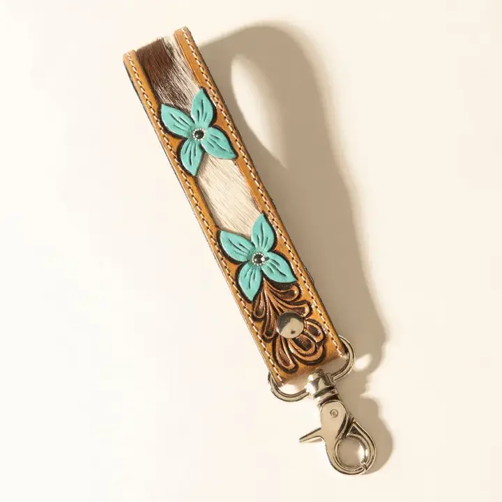 Painted Prairie Hand Tooled Key Wristlet