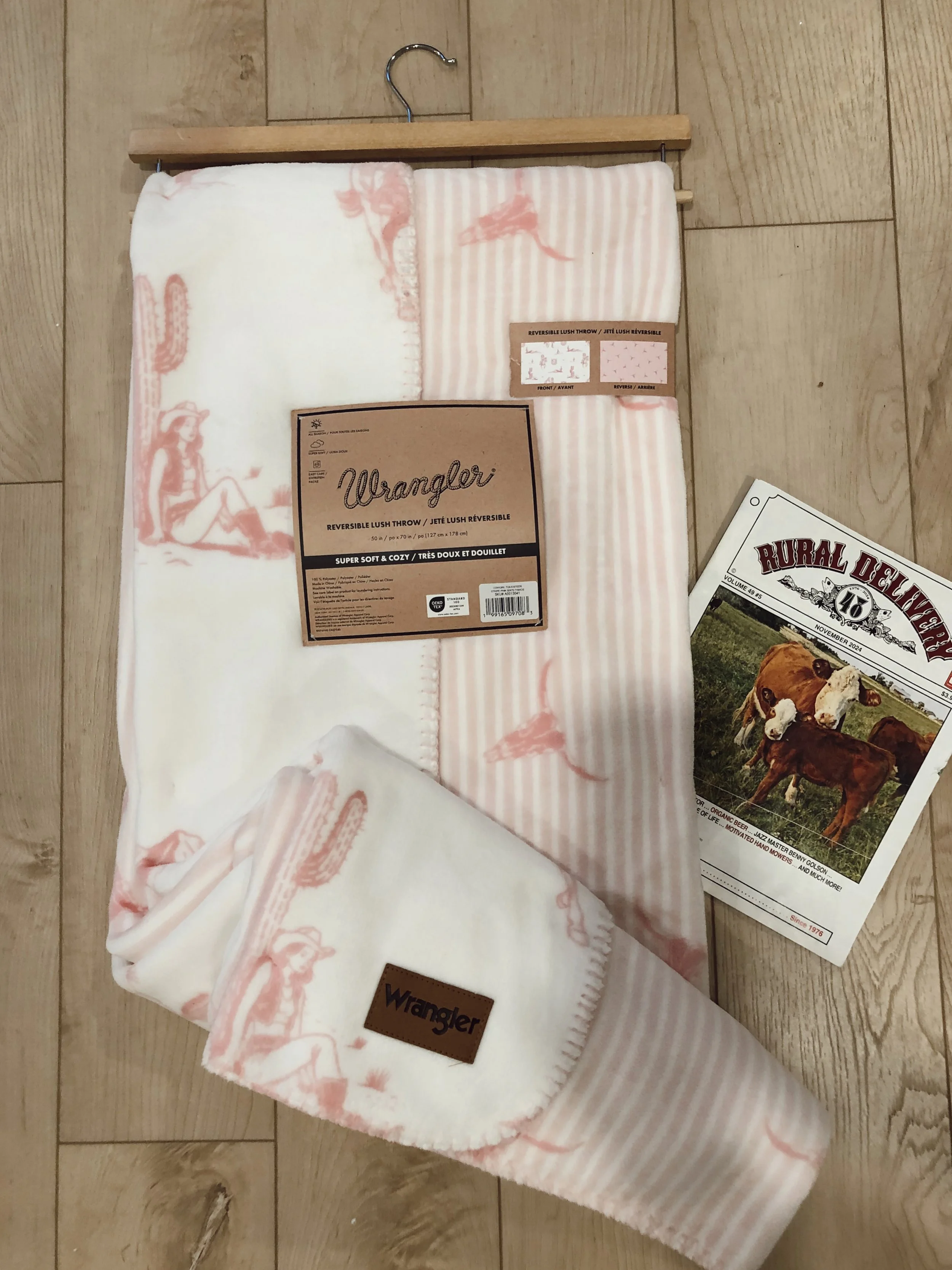Pink Wrangler Reversible Lush Throw Blanket
