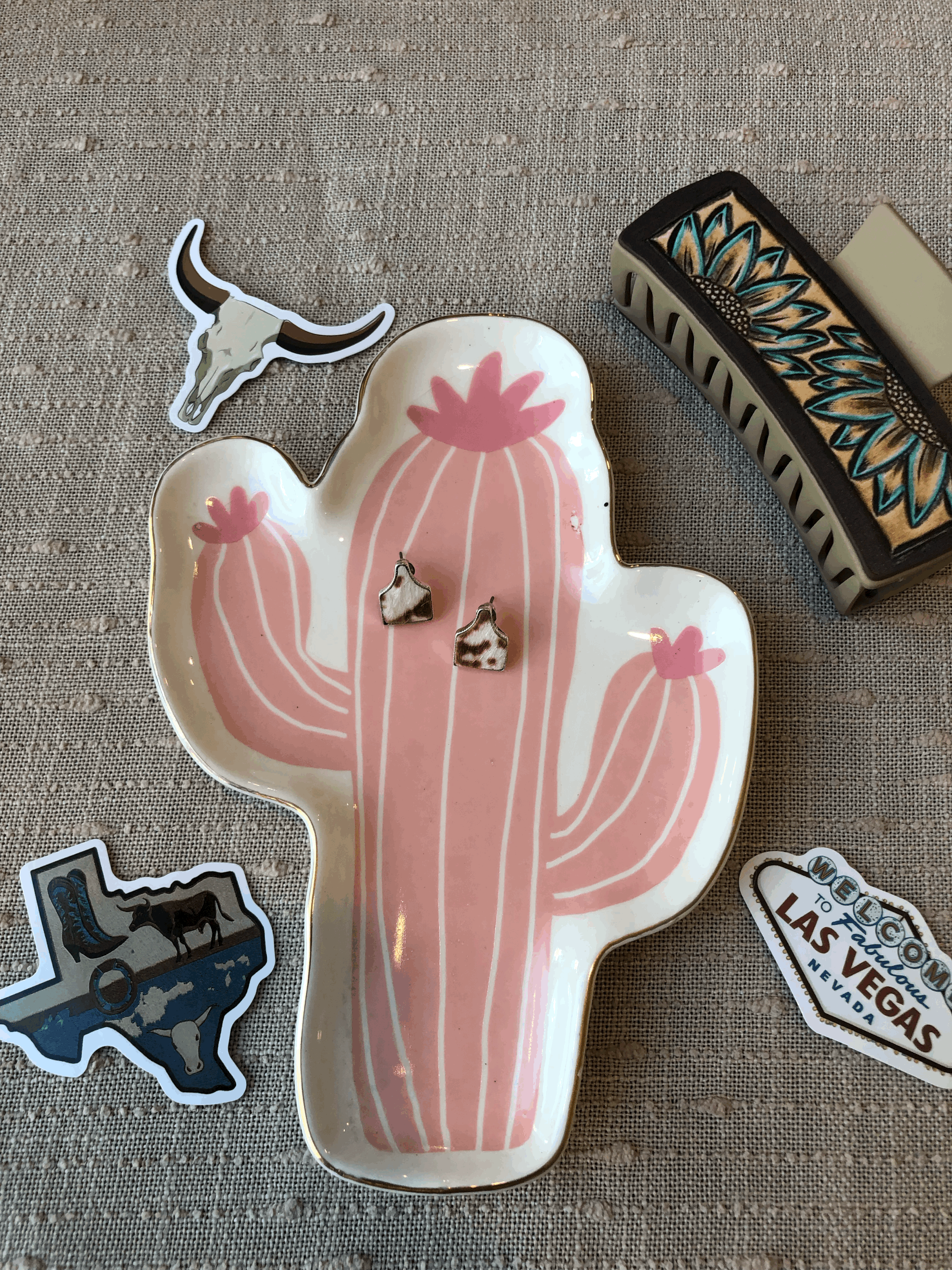 Mini Ear Tag Cowprint Earring Studs