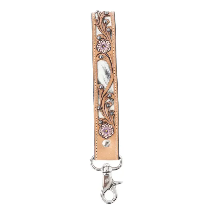 pasture petals hand tooled key wristlet