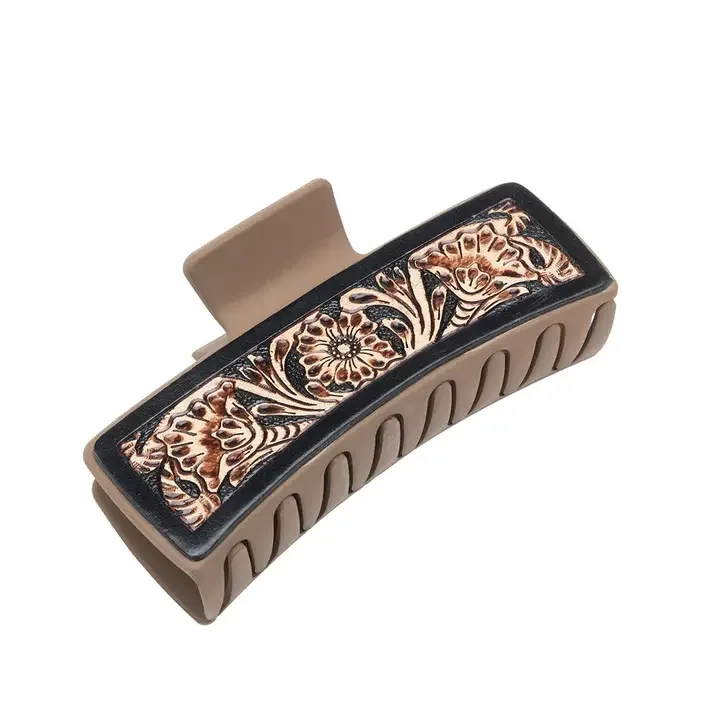 Blossom Ridge Leather Claw Clip