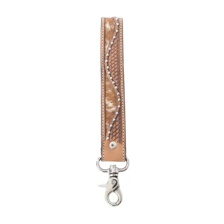 Studded Amber Cowhide Wristlet