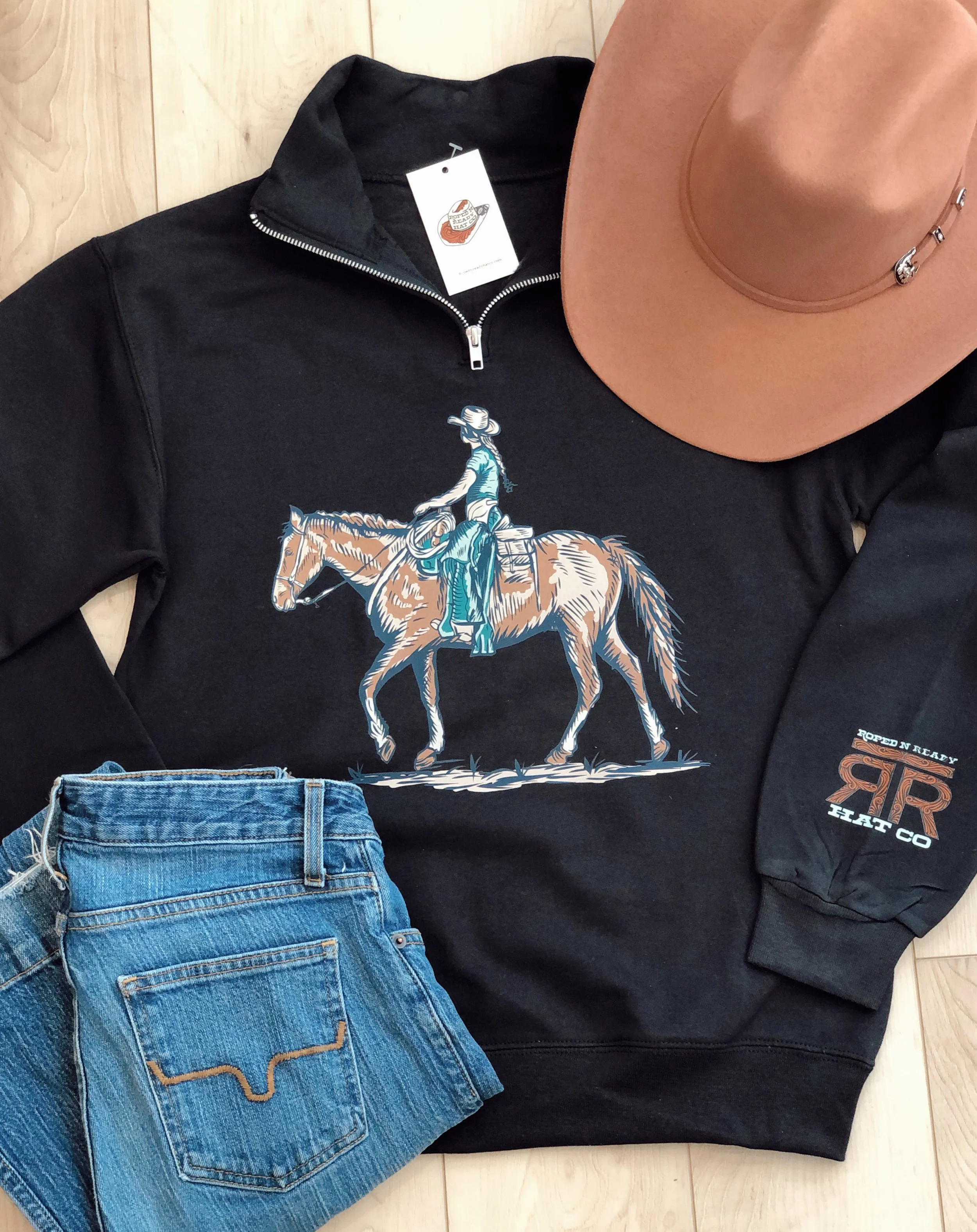Cowgirl Graphic Quarter Zip Sweatshirt