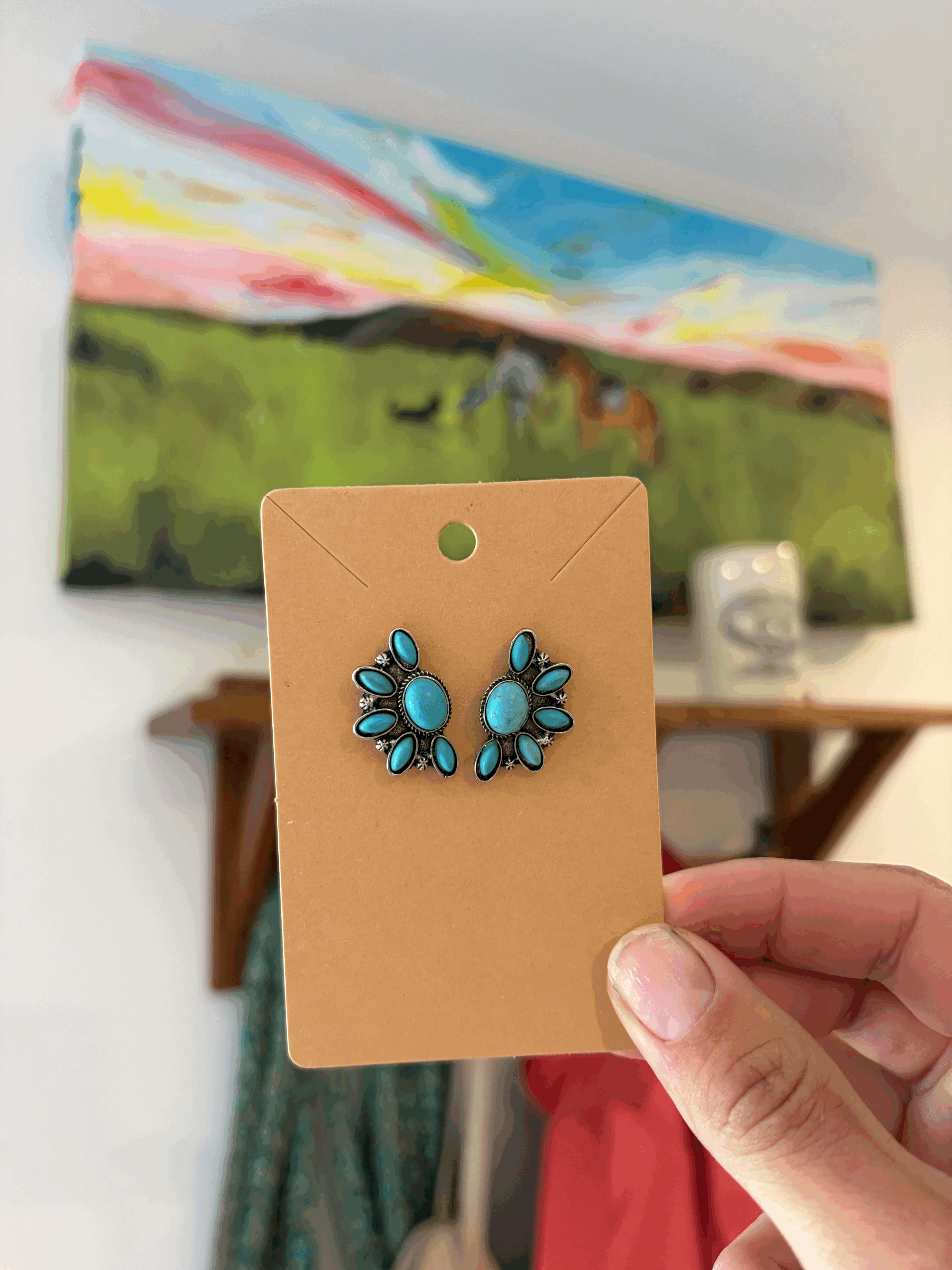Turquoise Barbwire  Earrings