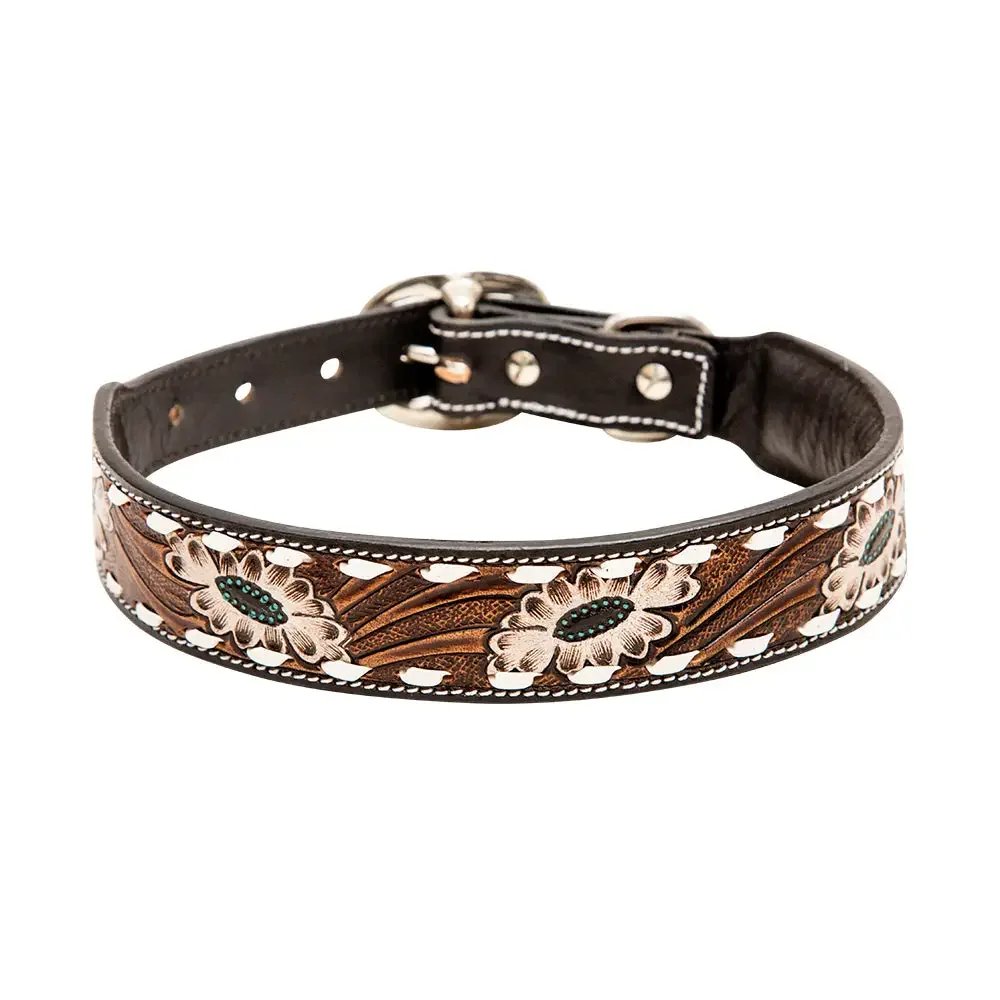 Hotshots Hand Tooled Leather Dog Collar