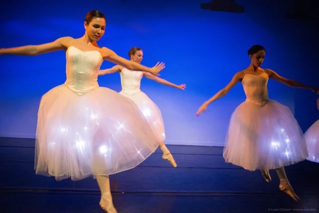 Snow flakes dancing with motion sensor LED tutus