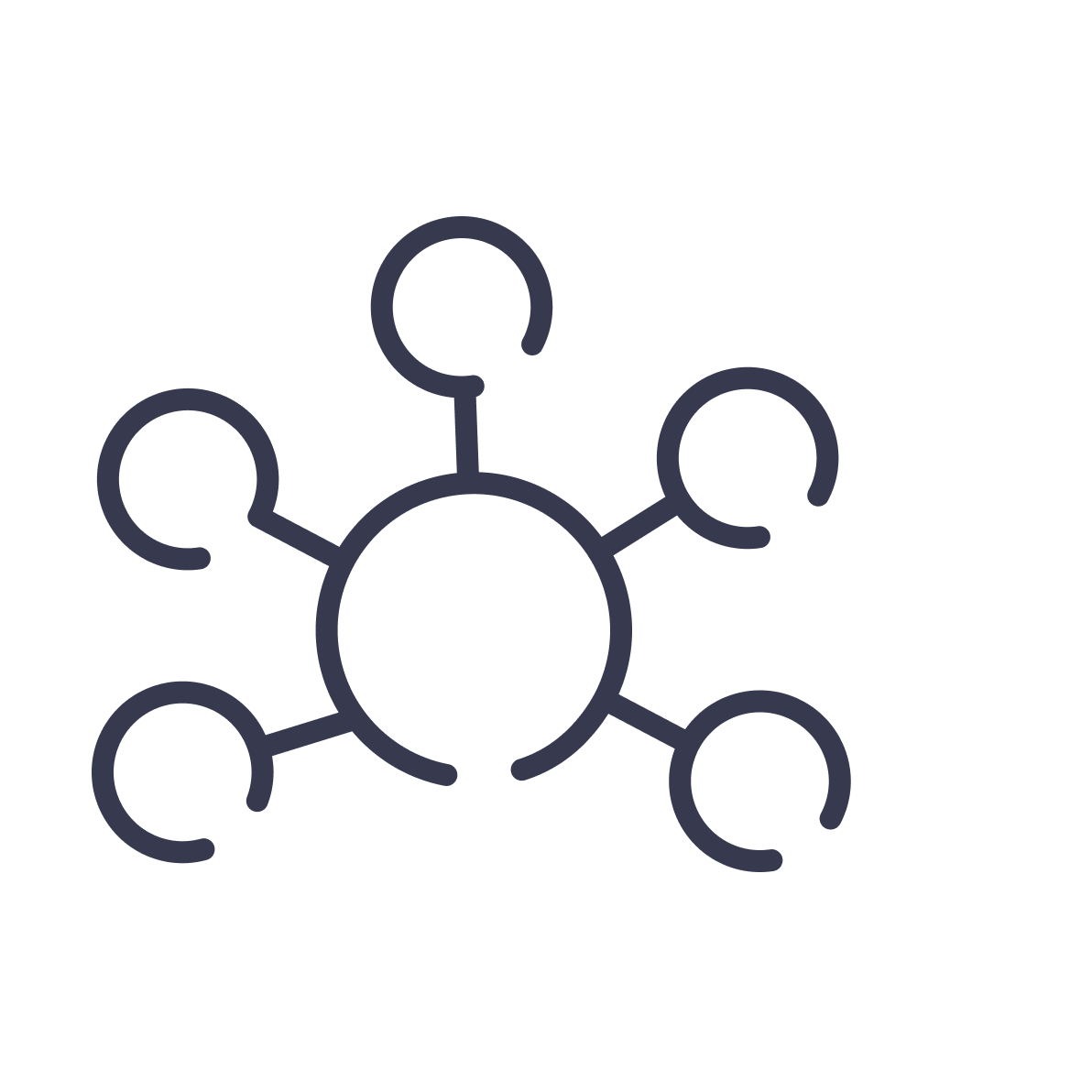 A group of small circles connected to a larger circle