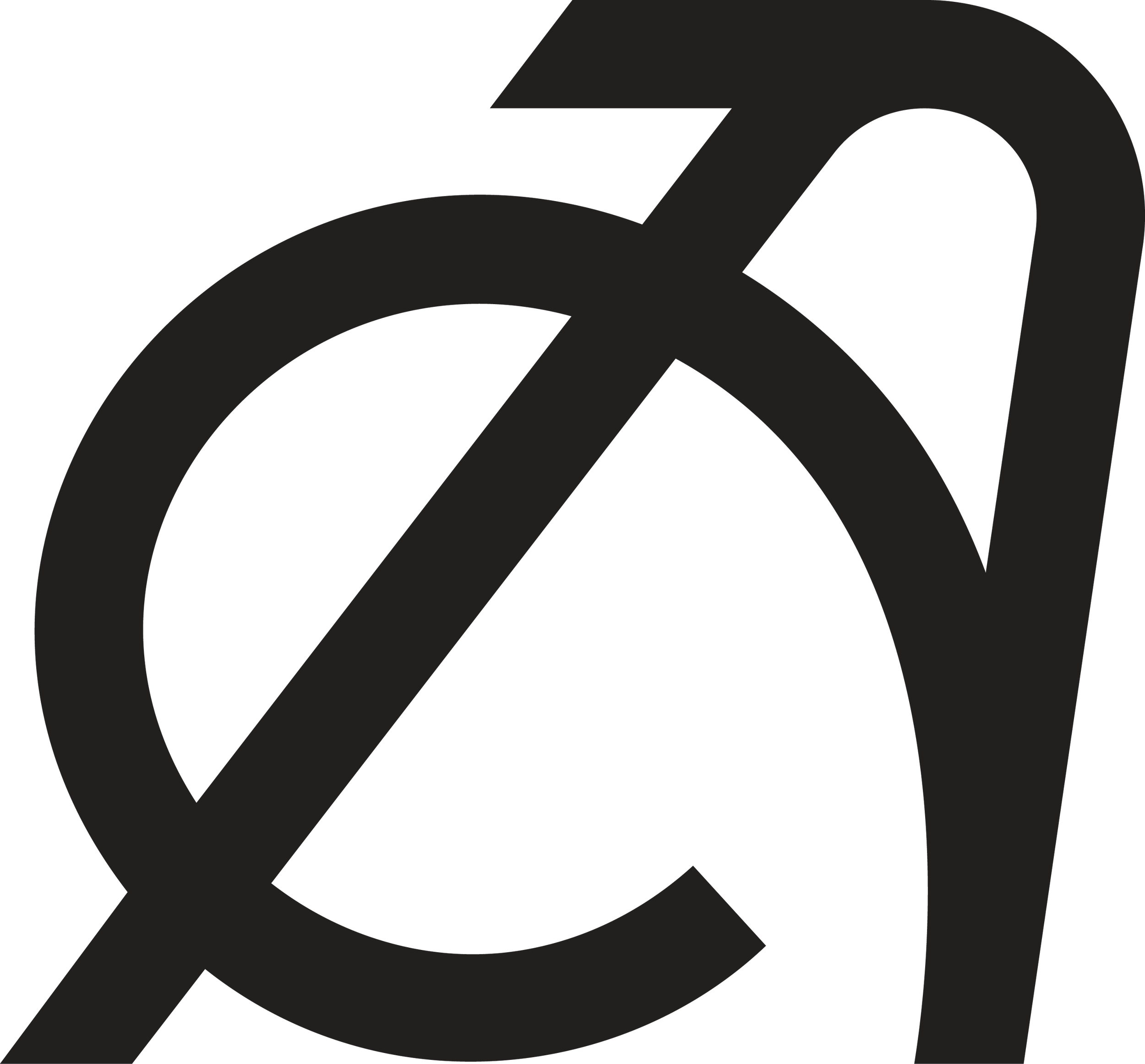 Black and white abstract logo with overlapping shapes resembling a stylized letter A.