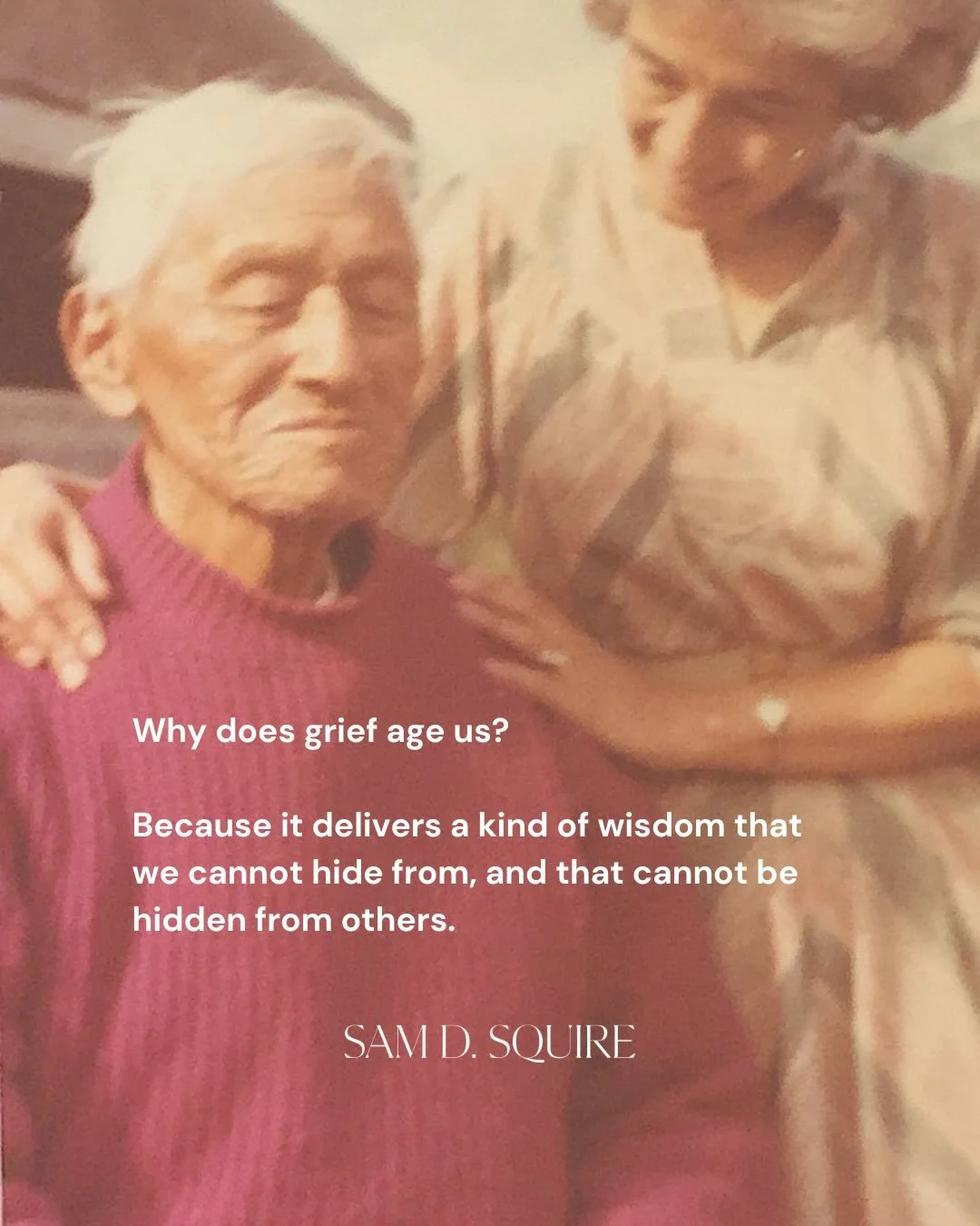 Why does grief age us?

Because it delivers a kind of wisdom that we cannot hide from, and that cannot be hidden from others.

~ 

I know IG isn&rsquo;t the best space for long form writing. If you&rsquo;re looking for more of this, you can find me o