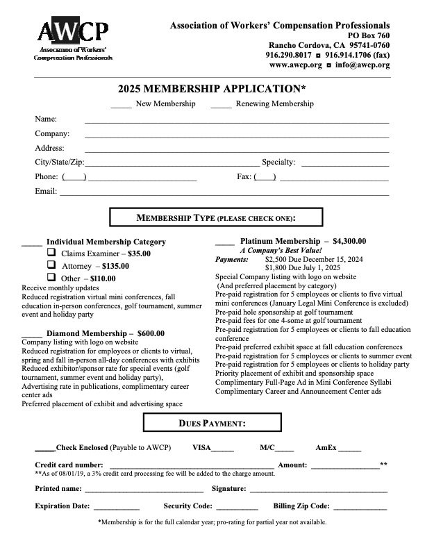 AWCP Membership Application