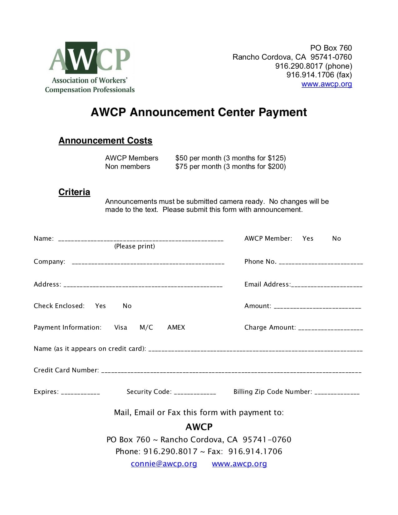 AWCP Announcement Center