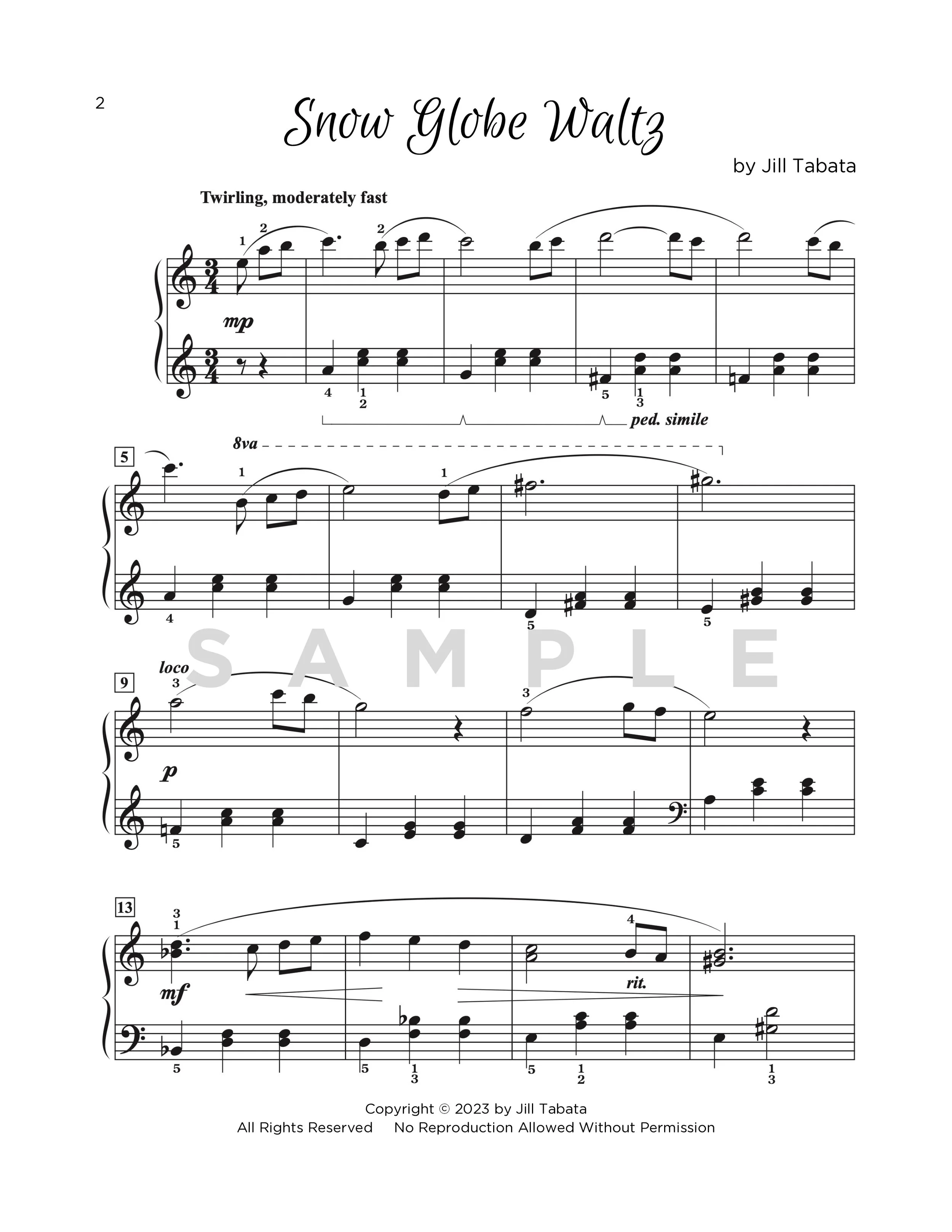 Snow Globe Waltz, Early Intermediate Piano Solo