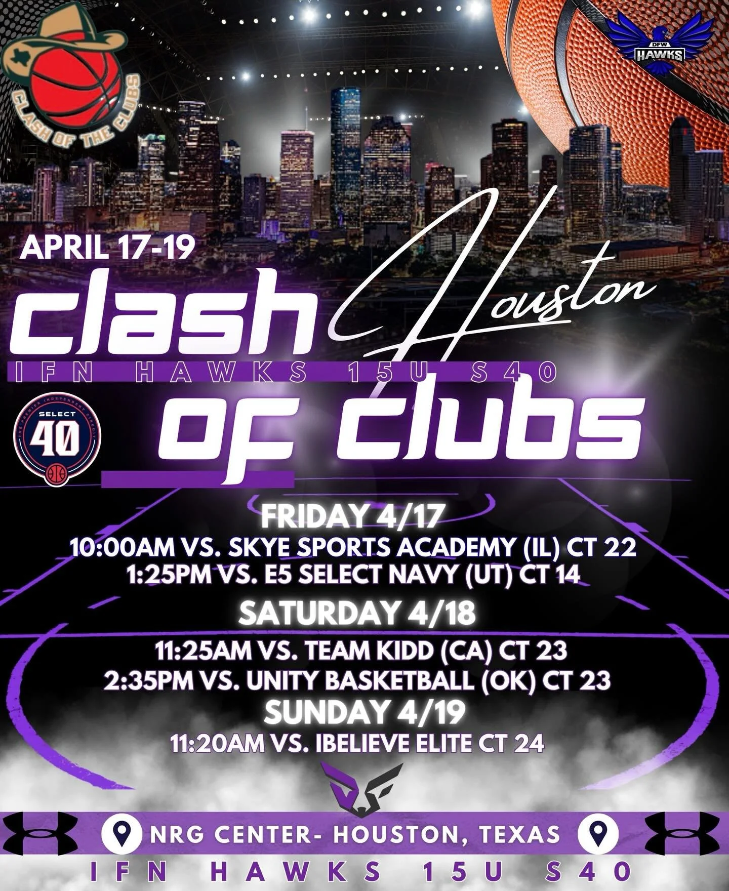 🚨‼️HOUSTON WE 🆙‼️

IFN HAWKS 15u S40 

Focused &amp; Hungry 😤 🎥 🍿😎
Welcome to the big stage, let&rsquo;s show and prove! #HawksFam