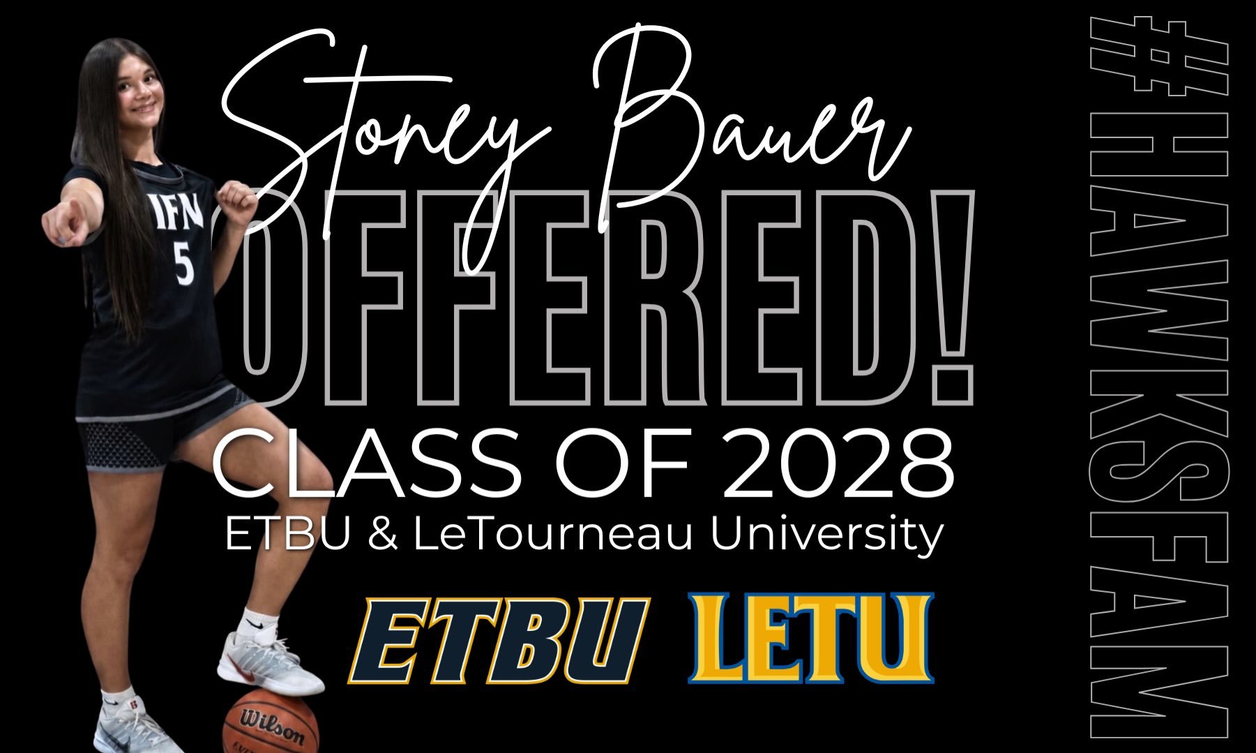 Big Congrats &lsquo;28 G Stoney Bauer on your 2 most recent offers!! Some eyebrows were raised this past summer, bright future ahead Sto! Stay locked in, your HawksFam is PROUD of YOU‼️#HawksFam #HardWorkAintEz