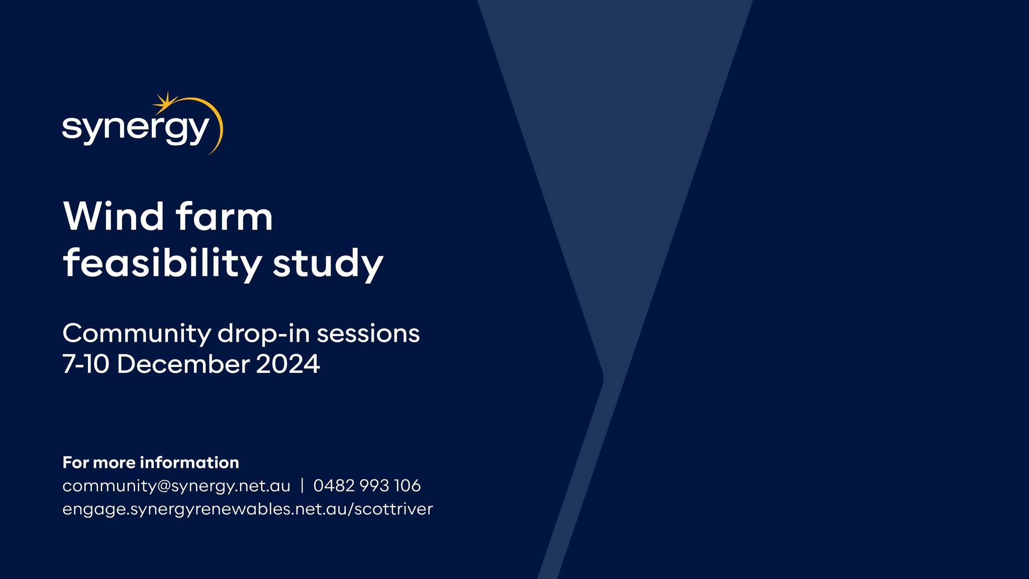 Learn More About the Proposed Wind Farm in Scott River!

Synergy has completed several studies as part of the feasibility assessment for the proposed wind farm in Scott River.

You're invited to attend one of Synergy&rsquo;s drop-in sessions, where y
