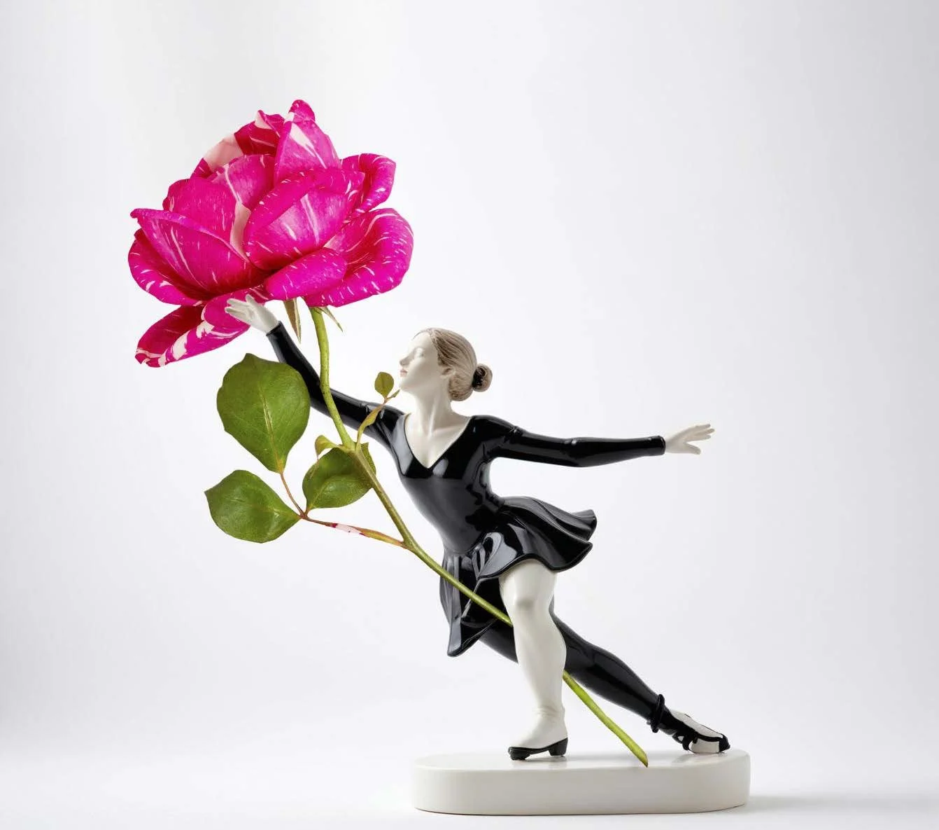 It is a ceramic flower holder in the shape of a figure skater. The dynamics and the vividness of the player could be extended into the flower placed in it, and an incredible interaction between human and nature could be created.