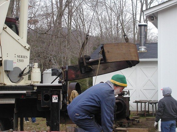 The second flywheel half sets down.