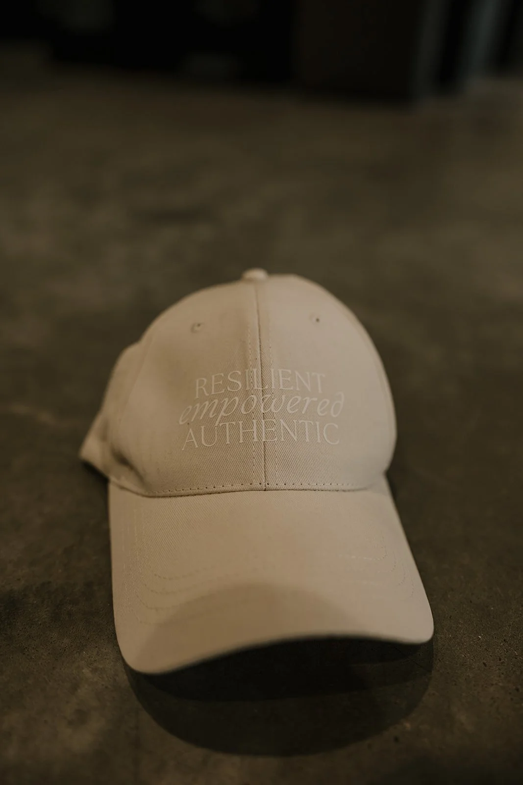 Resilient Empowered Authentic Dad Hat Cap America Beige