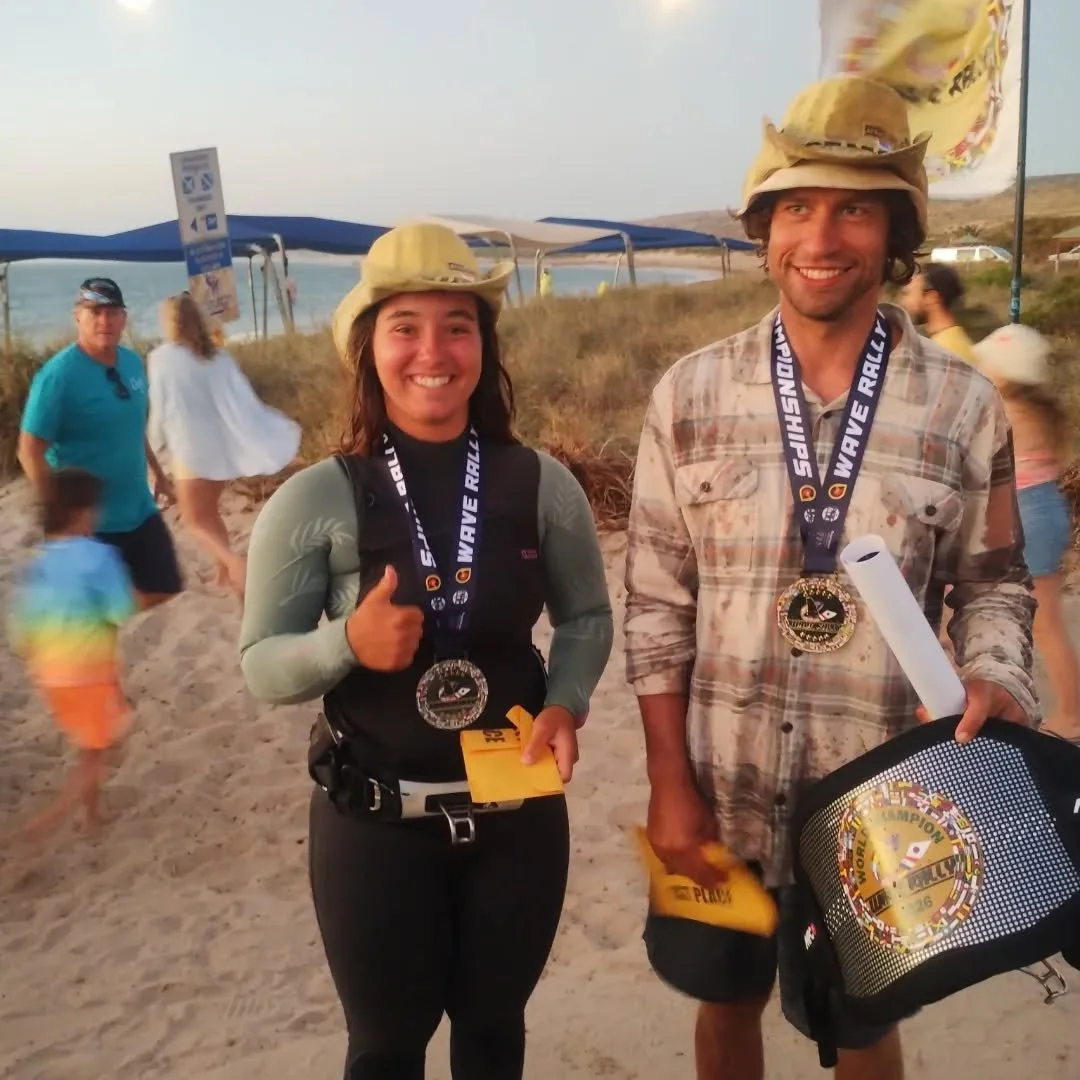 @helena_surfing and @antonfandango  @waverally 
Congratulations to Anton Pain for second in the light weight division and first in the grand final Worldwide wave rally championship 🏆 
Helena was second in the Women's division.
Well done to both .