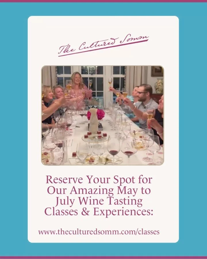 You can now reserve your spot for our May, June, &amp; July TCS Wine Tasting Classes &amp; Experiences at link 🔗 in Bio or www.theculturedsomm.com. 

Swipe through the carousel for dates &amp; key details! Email theculturedsomm@gmail.com with any qu