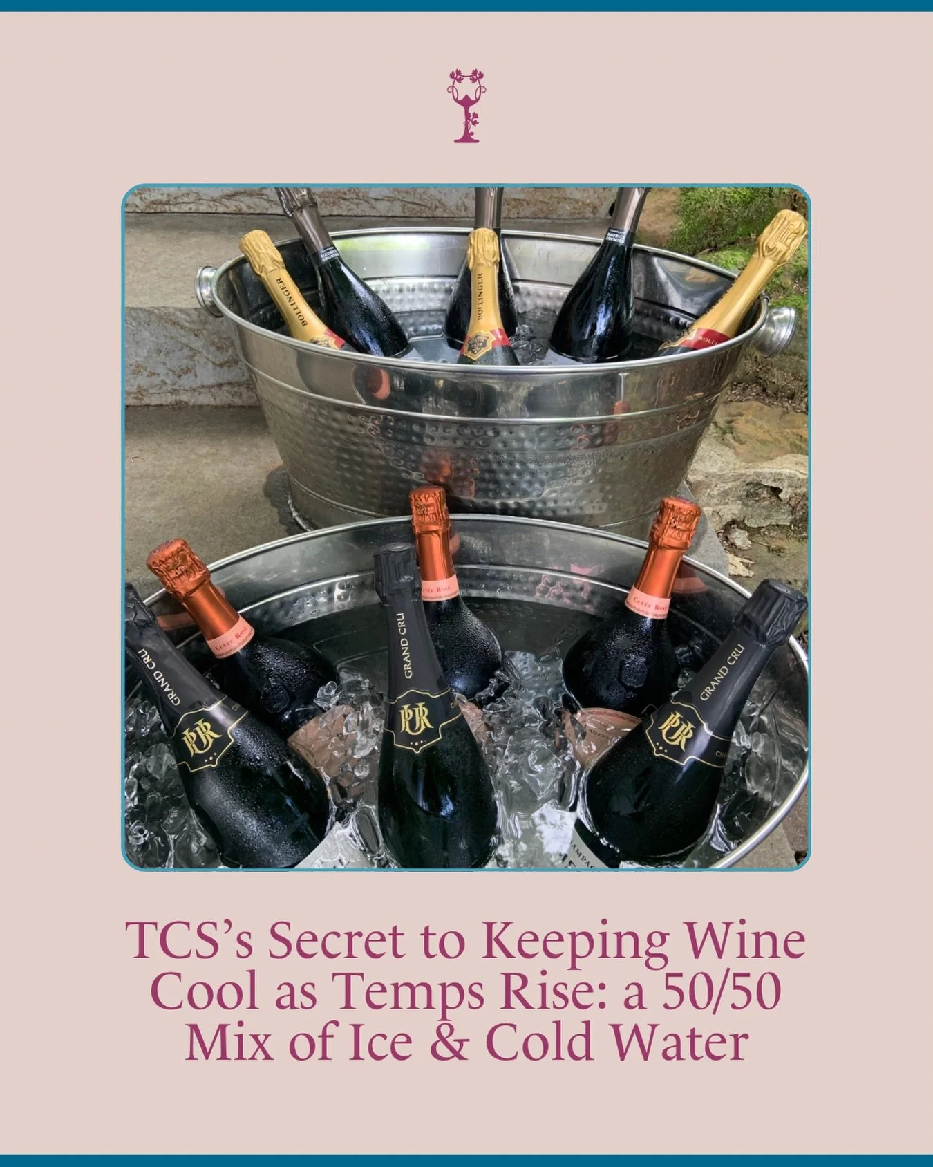 As temperatures soar this weekend, we&rsquo;re revealing The Cultured Somm&rsquo;s Secret to keeping your wine chilled even while outside, so that you can stay refreshed as you enjoy time outdoors on a boat, at the beach, or by the pool!

A 50/50 mix