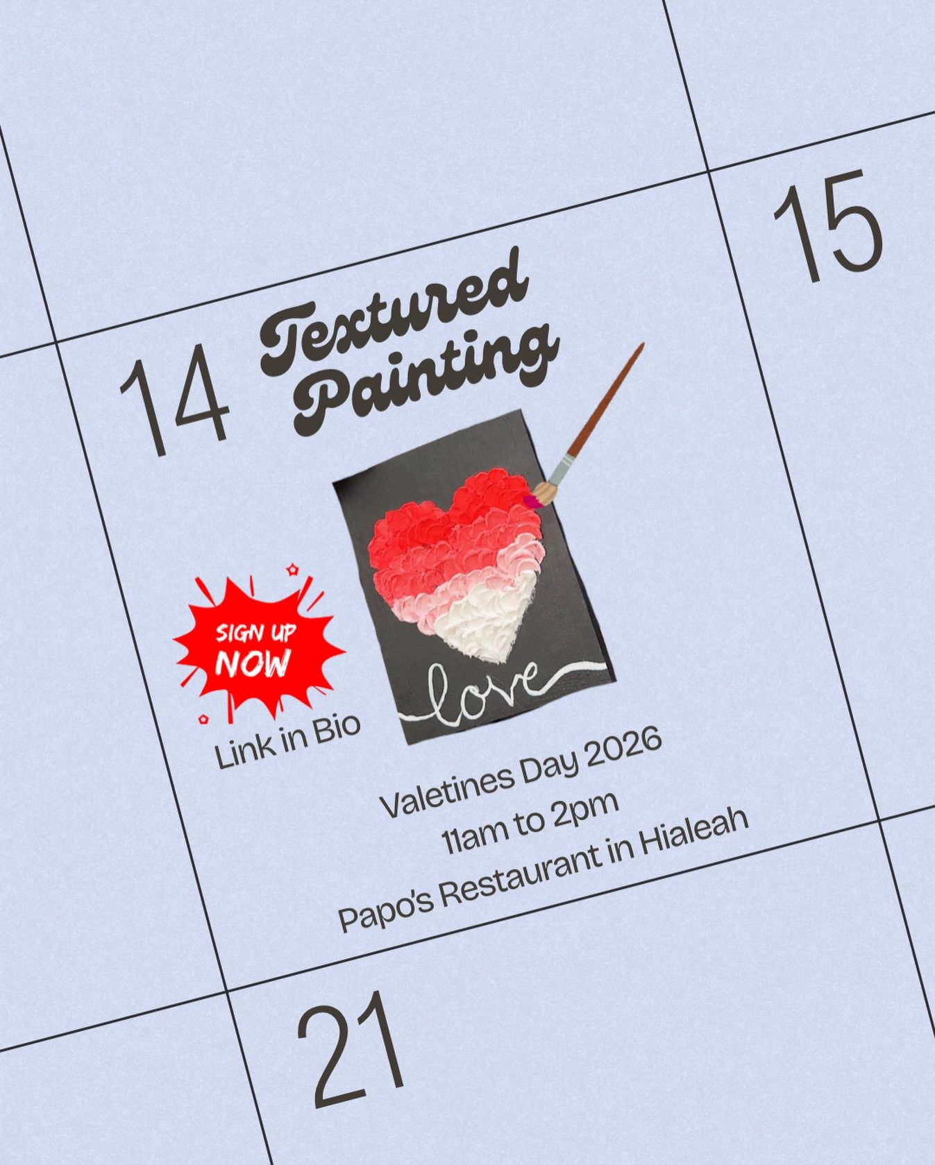 Hello lovely people 💕 Next week is the textured painting event- so excited!! Please make sure you sign up before you come! A lot of people have been telling me they are planning on coming yet I need a head count for the materials and supplies. So if