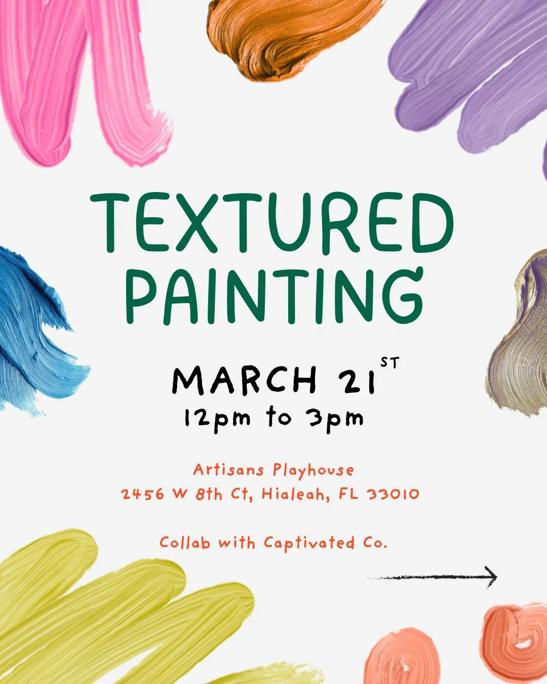 Ready to get messy and creative? 🎨✨

Join us for our Textured Painting Workshop on March 21st | 12&ndash;3 PM where you&rsquo;ll learn how to build beautiful texture and depth in your artwork. No experience needed &mdash; just come ready to create!
