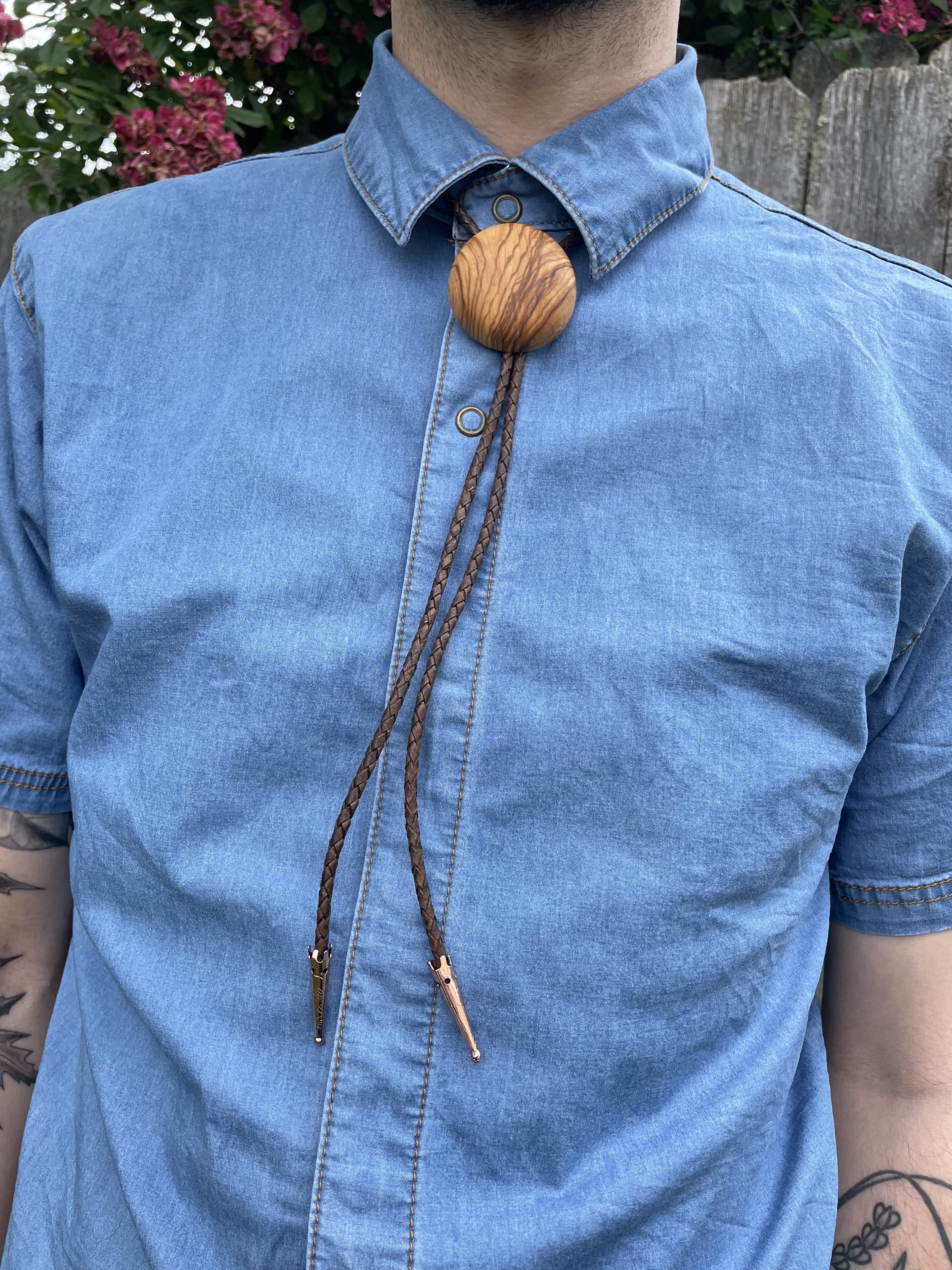 Olive Wood Bolo Tie