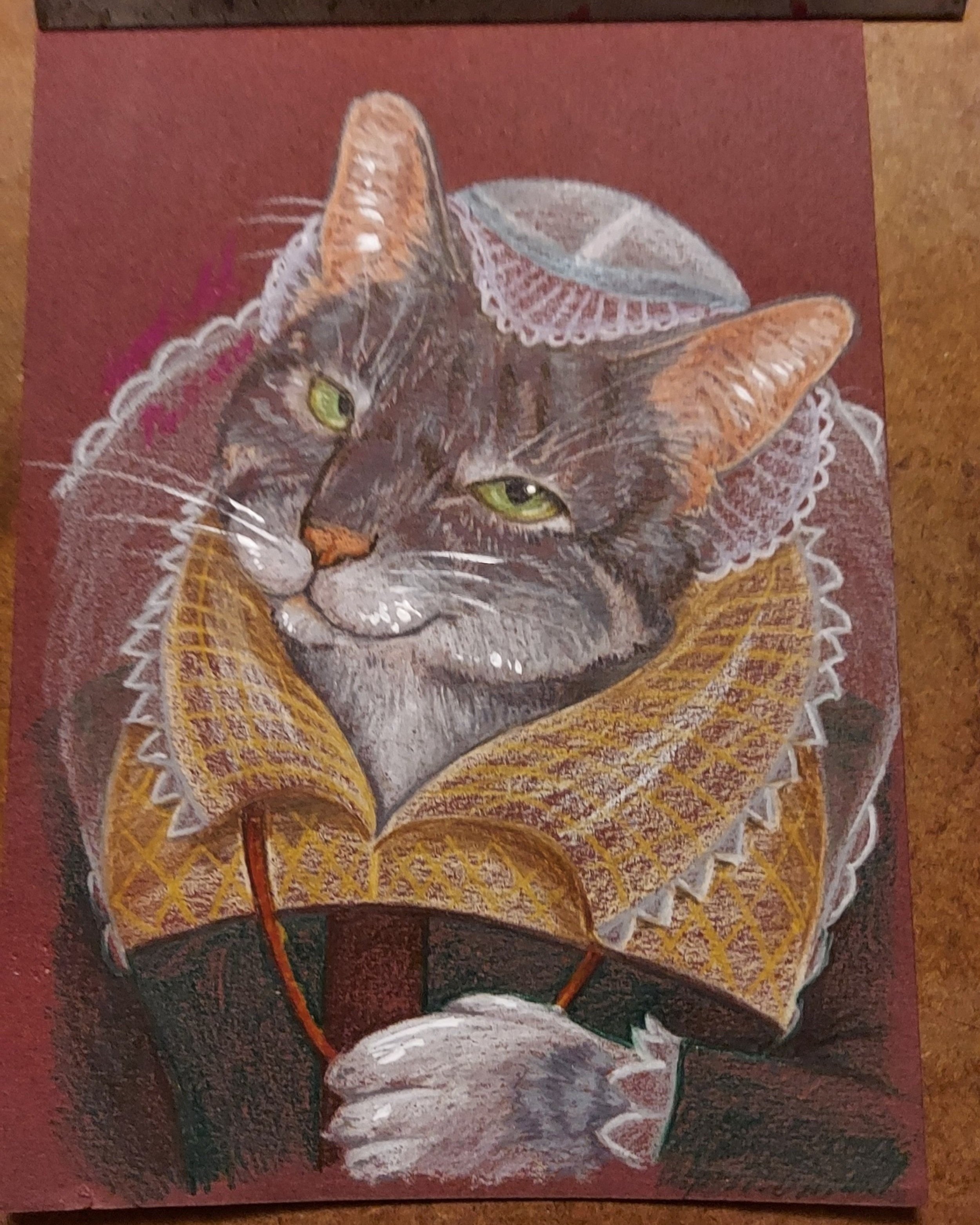 MIsty as Mary Queen of Scots (colored pencil 2024)