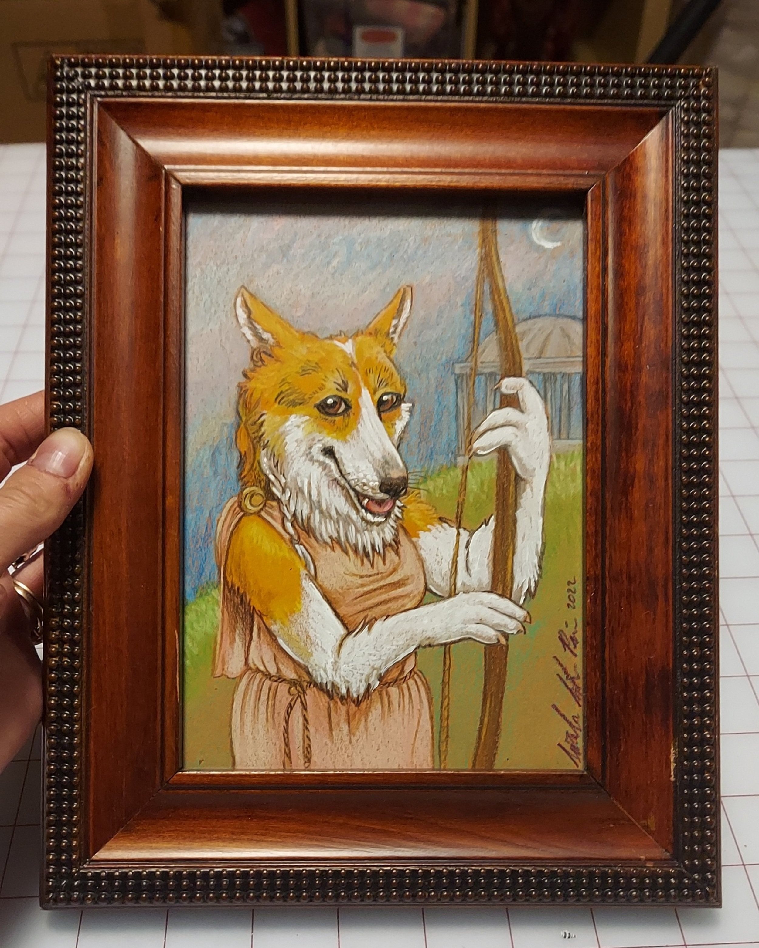 Artie as the Goddess Artemis (colored pencil 2022)