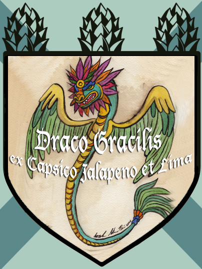 Label for "Draco Gracilis Mexican Lager" beer by Crossed Arrows Brewing- Oak Harbor, WA