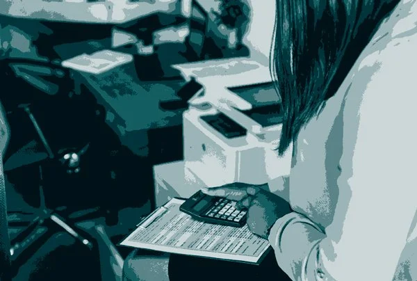 Person using calculator