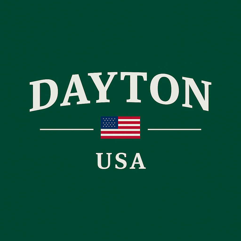 Logo for Dayton Construction Group featuring a green construction helmet with 'DCG' on it, and a tape measure extending from the helmet with the text 'DAYTON CONSTRUCTION GROUP' below.