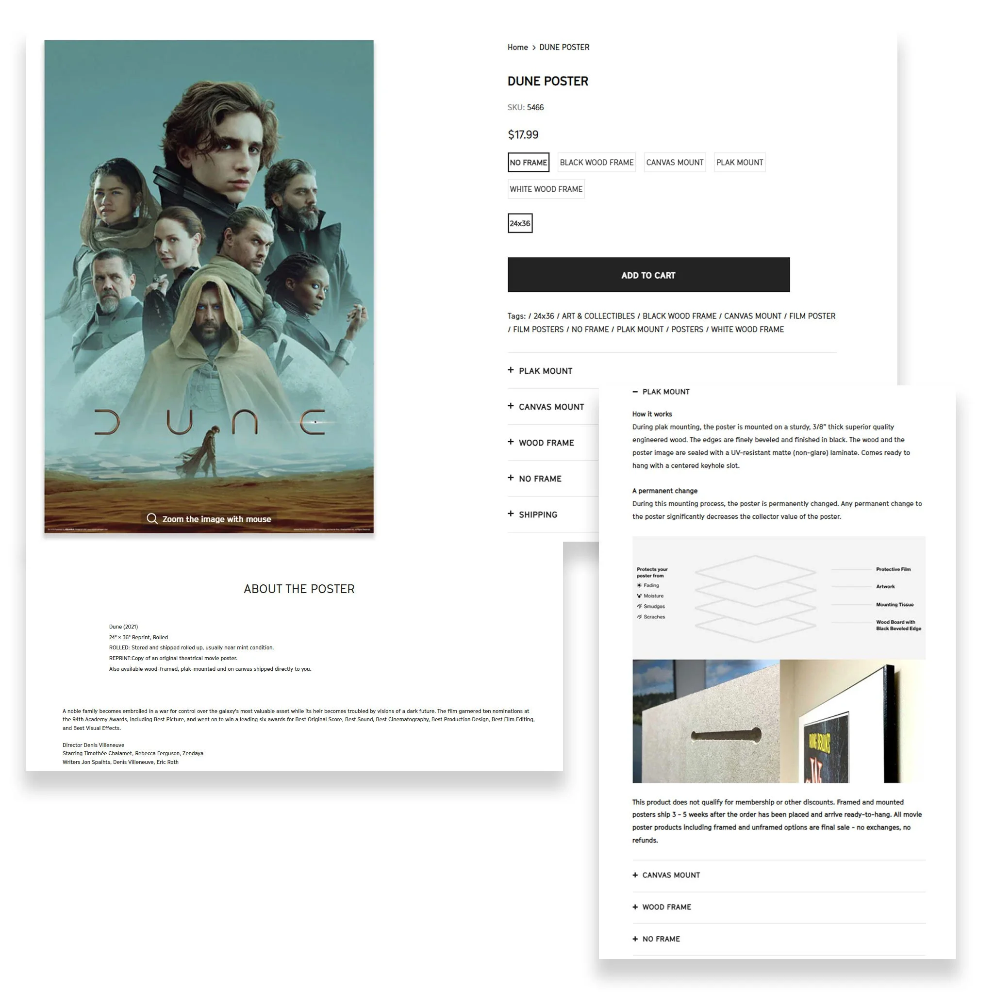 Dune movie poster featuring several characters against a desert background.