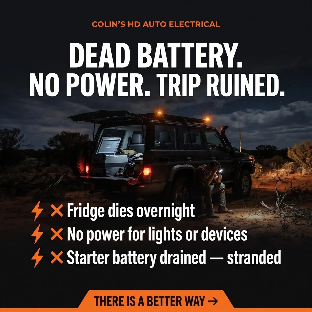 ⚡ DON&rsquo;T GET LEFT IN THE DARK THIS WINTER ⚡

Winter touring season is here &mdash; is your 4WD ready?

Nothing kills a trip faster than a dead battery. Your fridge dies overnight, your lights cut out, and suddenly you&rsquo;re stranded in the mi