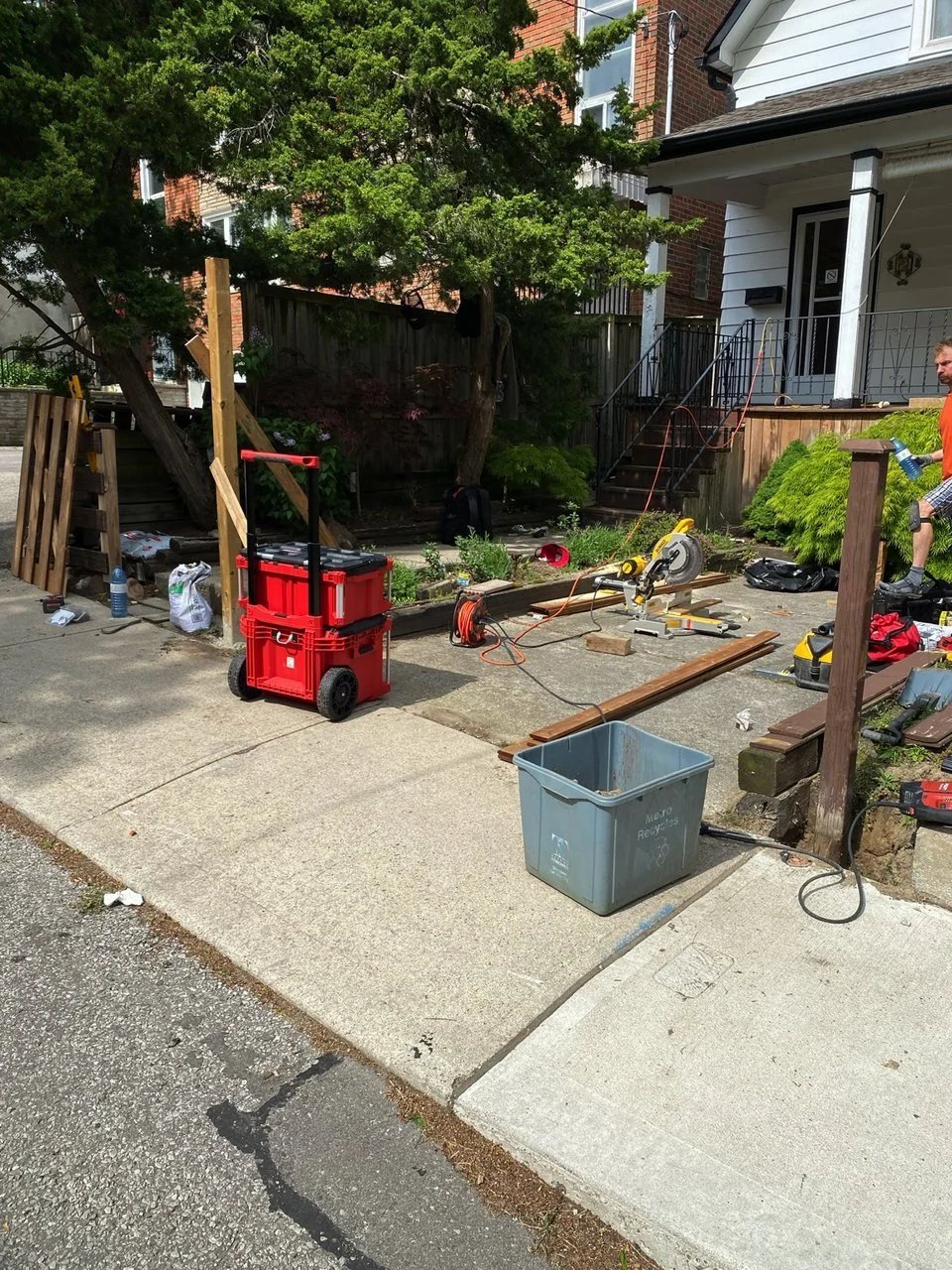 Full fence rebuild with post setup, accurate measurements, and power tools