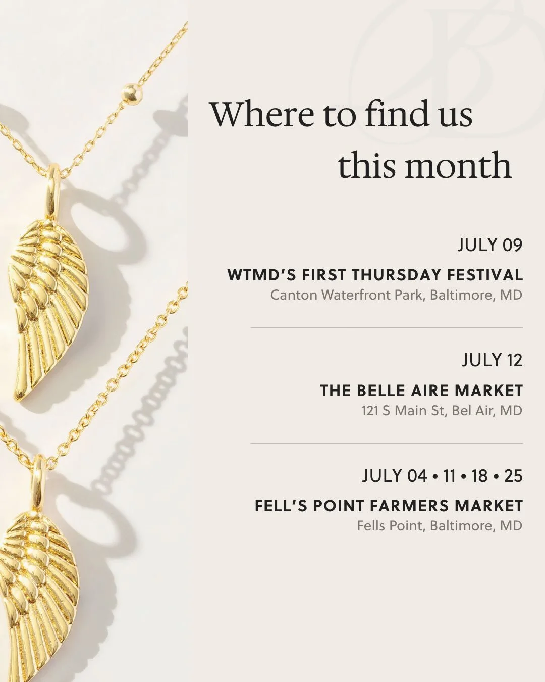 July is looking like a good one 💎

We&rsquo;re so excited to spend another month meeting new faces, catching up with familiar ones, and helping you find pieces you&rsquo;ll love for years to come.

Here&rsquo;s where you can find us this month! Stop