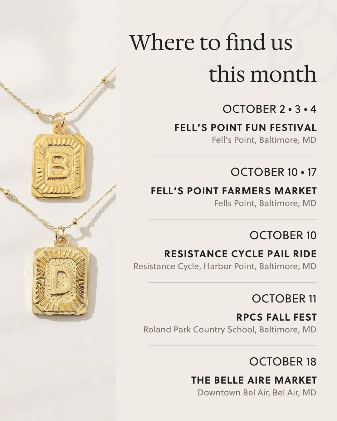 October is Pregnancy and Infant Loss Awareness Month, a month that holds so much meaning for Brooklyn Dutch.

This month, we&rsquo;ll be carrying Brooklyn with us everywhere we go... through busy market weekends, familiar places, new events, and a ve