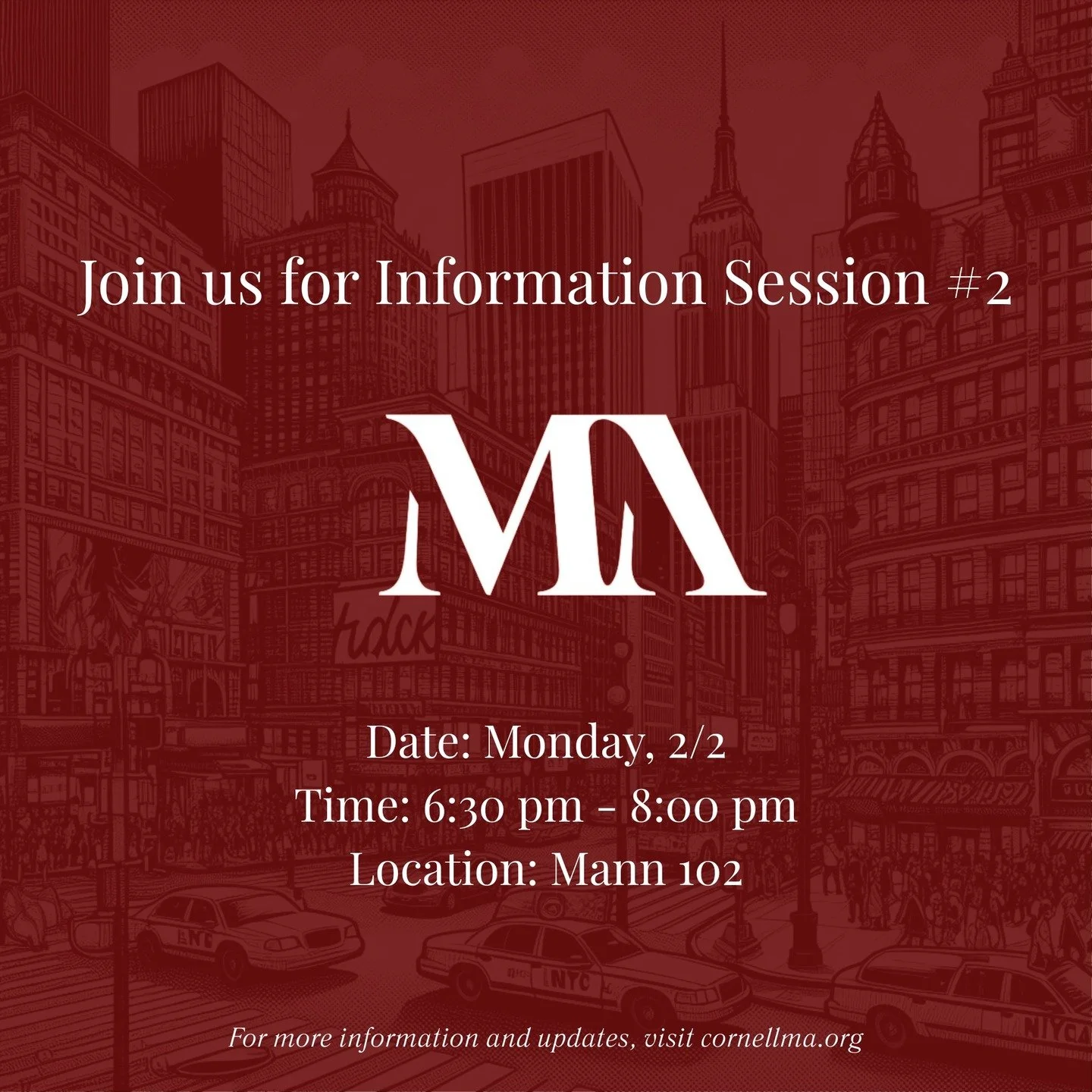 Join us on Monday, February 2nd for an Info Session and Resume workshop! Whether you're new to M&amp;A or looking to refine your resume, we have you covered. Come meet us at Mann 102 at 6:30 PM!