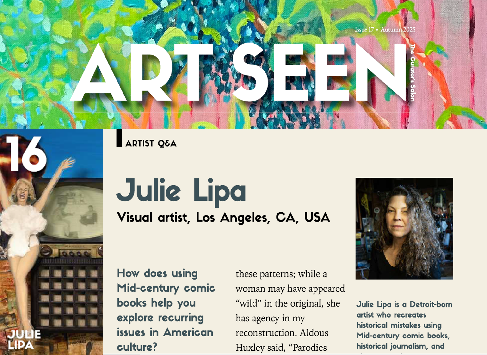 Artist Julie Lipa featured in Art Seen Magazine