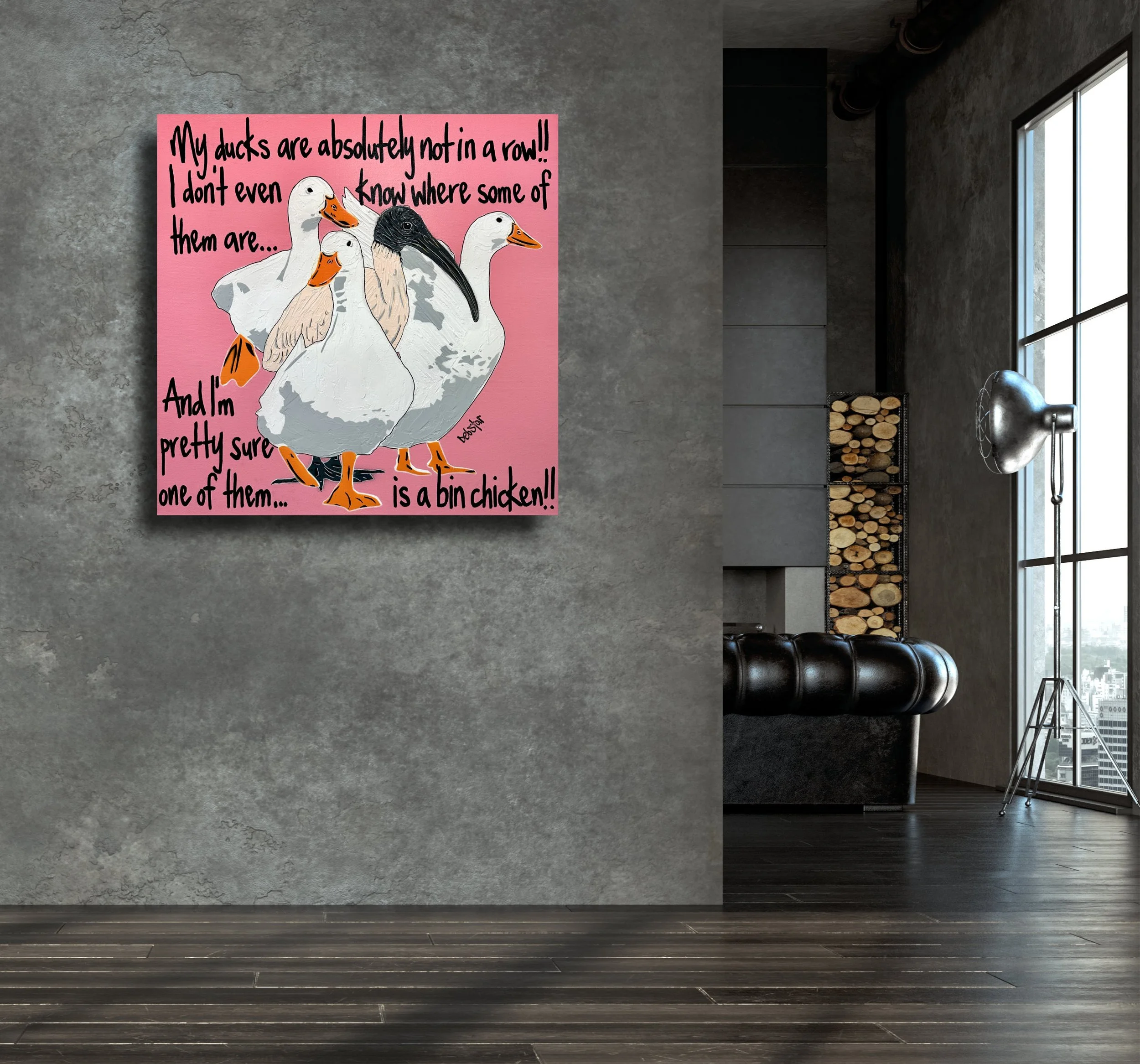 ducks-in-a-row-pink-bin-chicken-pop-art-debstar-deborah-lang-5.jpg