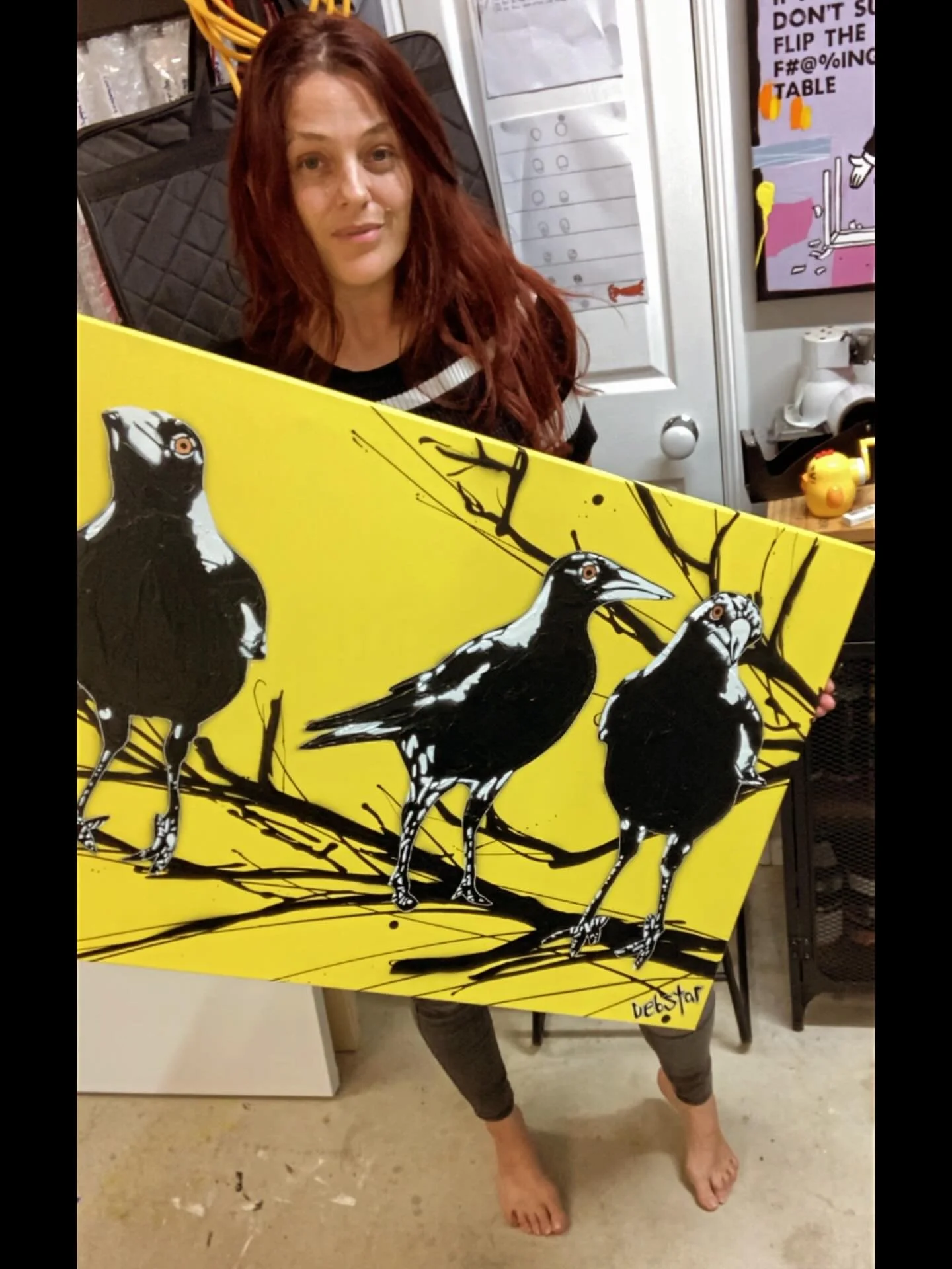 🐦&zwj;⬛How lovely! This seems fitting for Australia Day!🇦🇺I was working at my computer and I just sold these cheeky magpies! 🌸They&rsquo;ll be flying to their new home in WA💕Thanks to @bluethumbart💙 Happy Australia Day!🦘🐨
.
.
#magpie #magpies