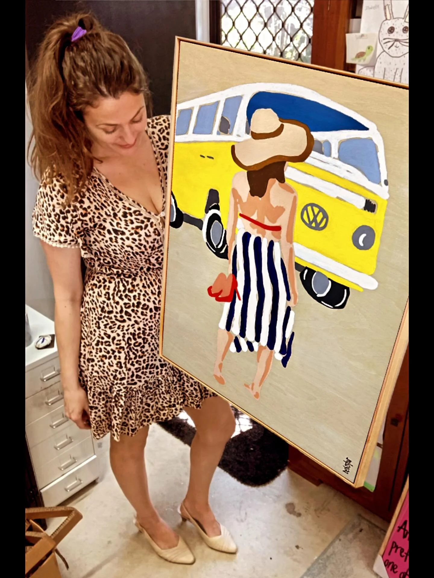 👠☀️📸 My latest series &ldquo;Snapshots of Summer&rdquo; My lady in red! These were so fun to create!!❤️
I decided to paint them loosely and with no outlines, I love evolving this collection! 👠
On large wood panels framed with oak. 64cm x 94.5cm
Al