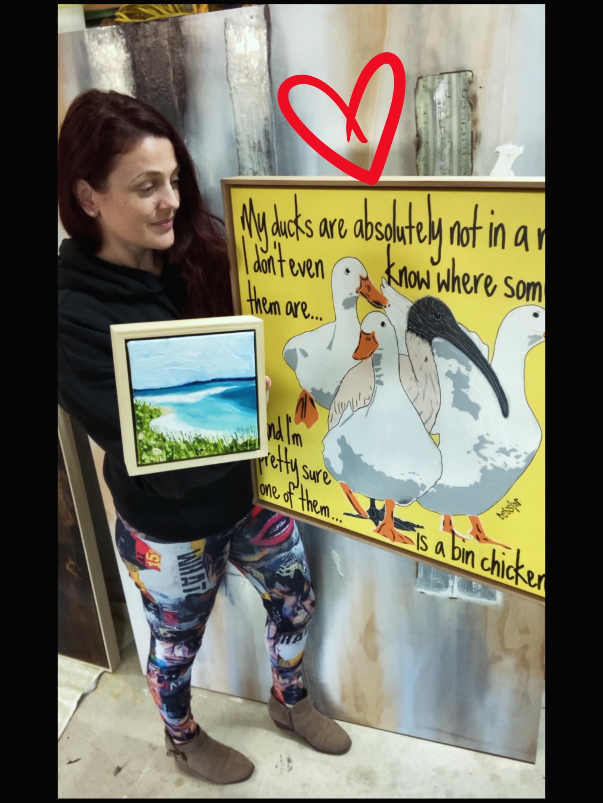 💙So very happy to have sold these 2! One little poppet is heading to my hometown Wellington, NZ!!🥝🥰 and my ducks in a row with bin chicken to NSW! 👏💕Thanks to the lovely collectors and @bluethumbart also for the staff pick of my latest painting 