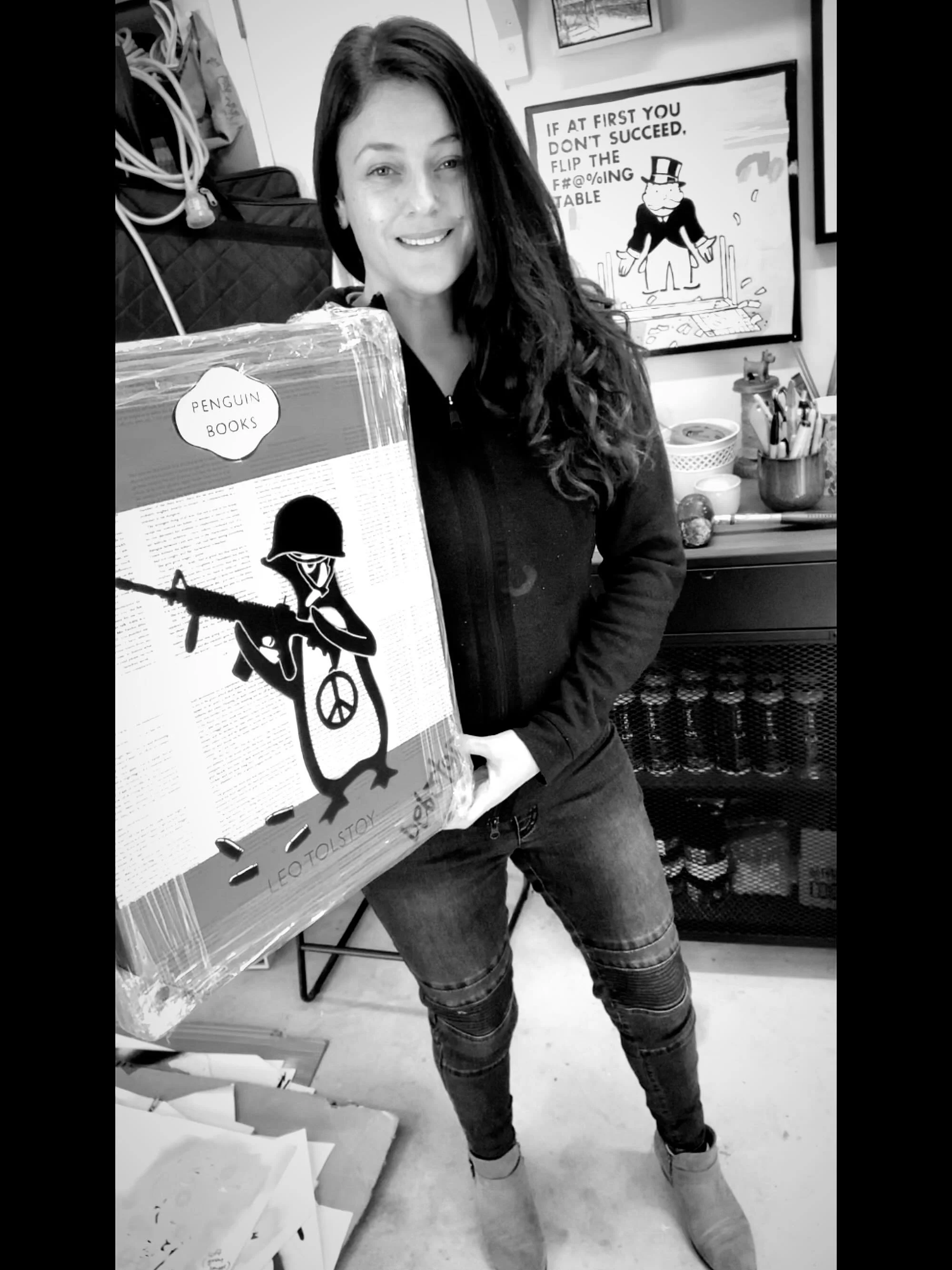 🐧📓I just sold this &lsquo;War and Peace&rsquo; Penguin Book Cover Painting to an awesome new collector in NSW!👏💕This was the first design I created in this series and I&rsquo;ve sold it several times now, I love this cheeky penguin!🥰Thanks @blue
