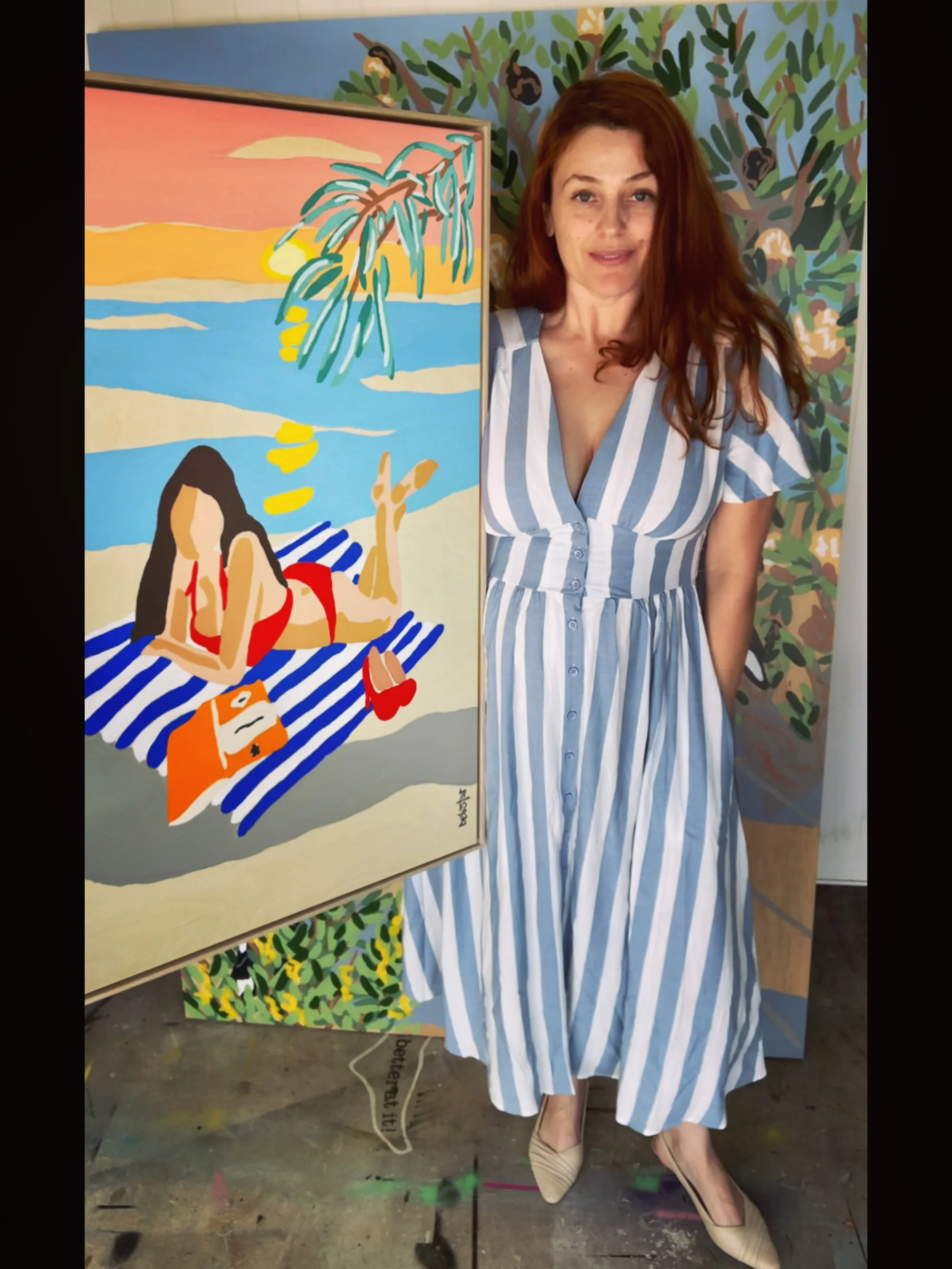 ☀️Summer Sun&hellip; a little coastal nostalgia, native blooms and a splash of red!❤️👠
Inspired by a photographer&rsquo;s beautiful sunrises and sunsets - one spark became a collection! You know who you are&hellip; thank you❤️
💫Two new paintings no